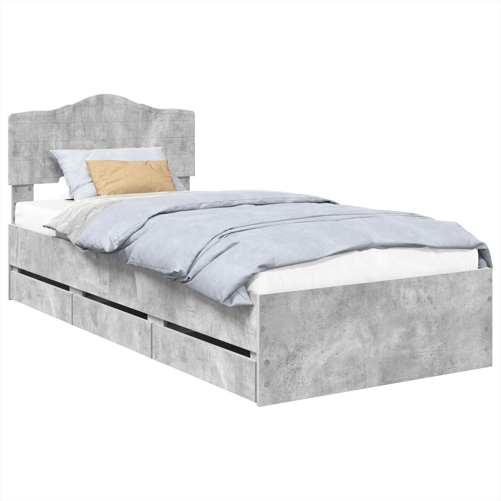 Sengestamme med skuff Betonggrå 90 x 190 cm Ingeniørtre