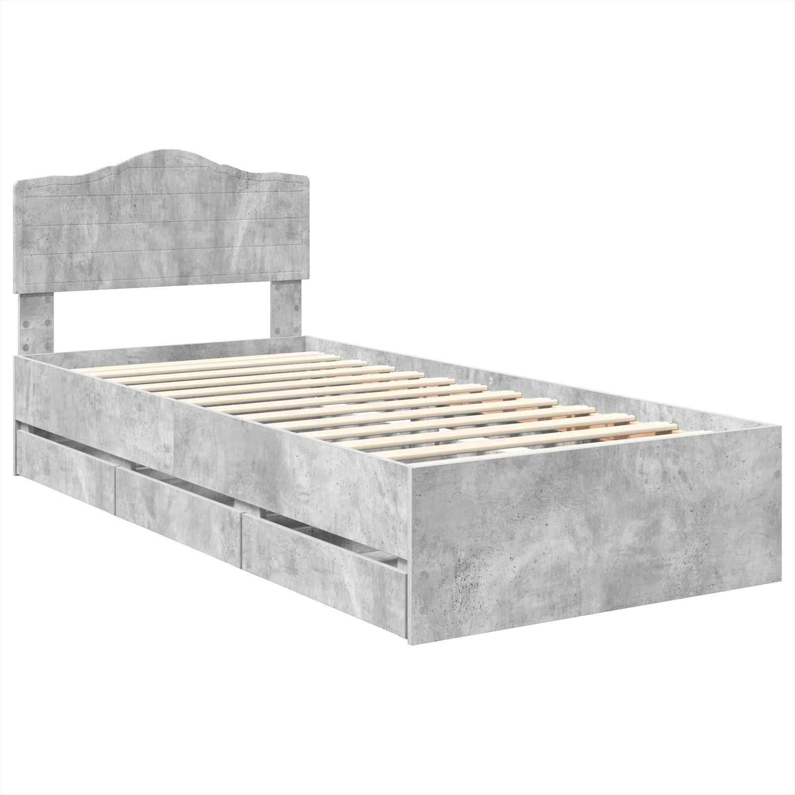 Sengestamme med skuff Betonggrå 90 x 200 cm Ingeniørtre