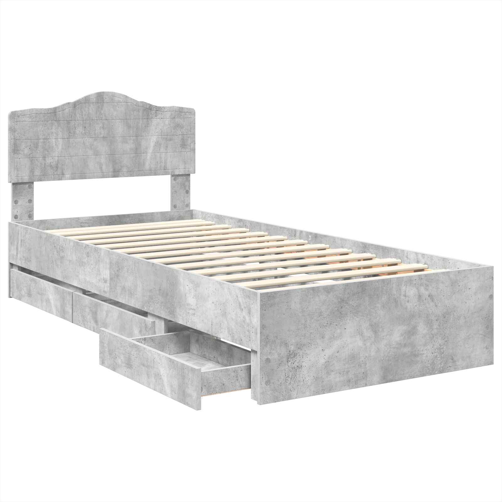 Sengestamme med skuff Betonggrå 90 x 200 cm Ingeniørtre