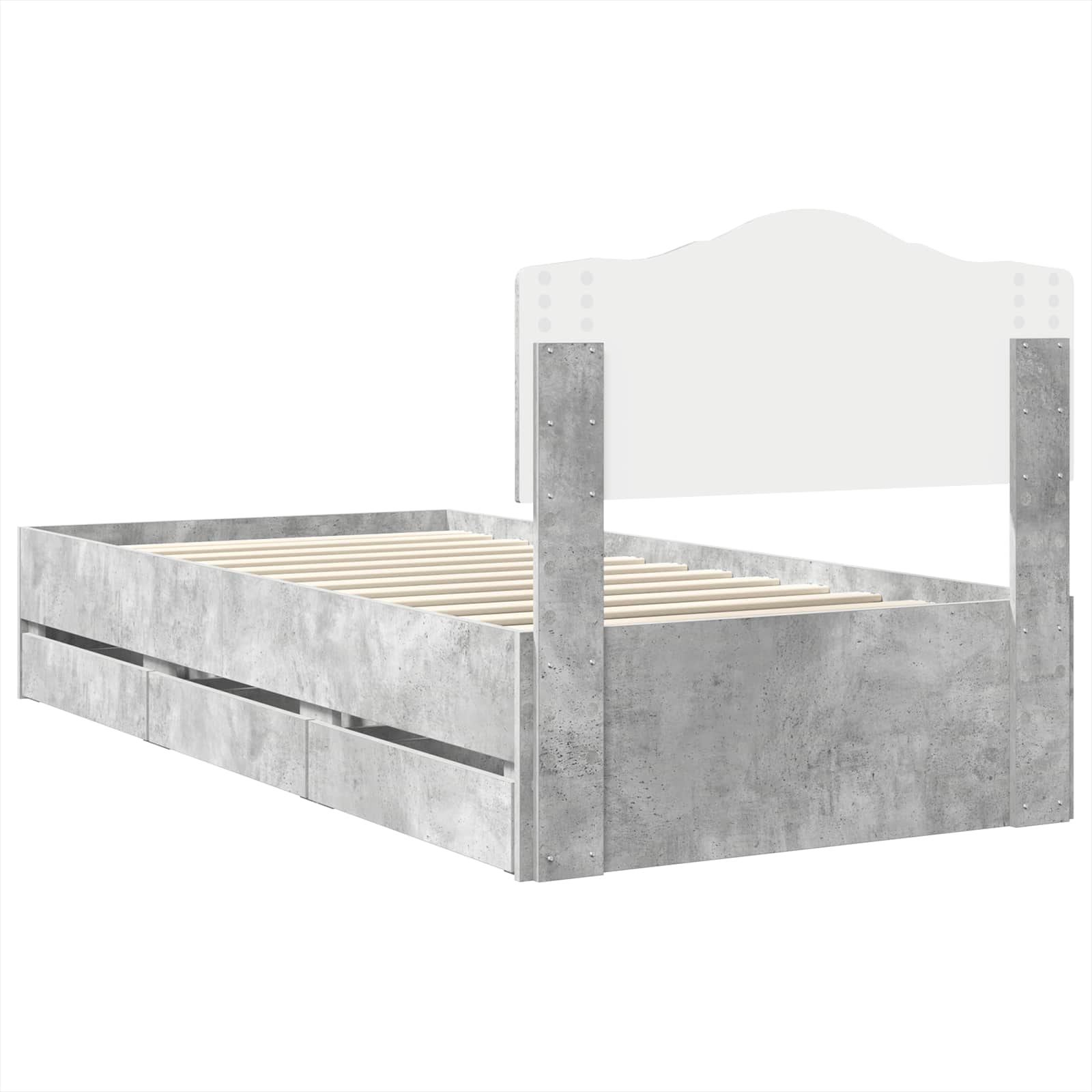 Sengestamme med skuff Betonggrå 90 x 200 cm Ingeniørtre