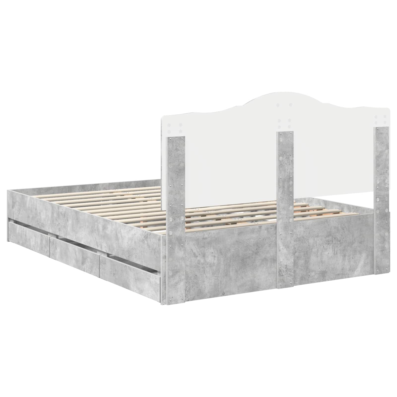 Sengestamme med skuff Betonggrå 150 x 200 cm Ingeniørtre