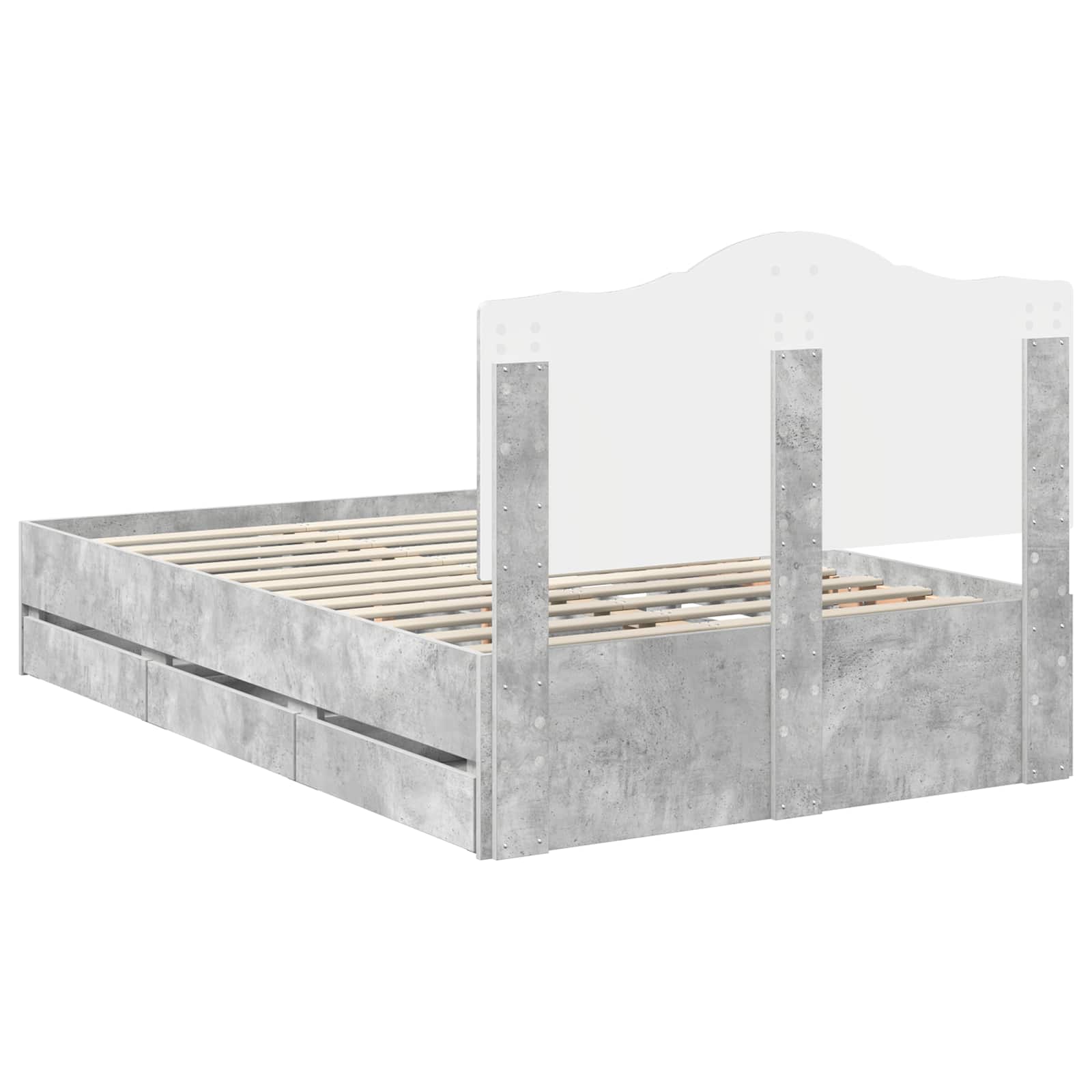 Sengestamme med skuff Betonggrå 120 x 200 cm Ingeniørtre