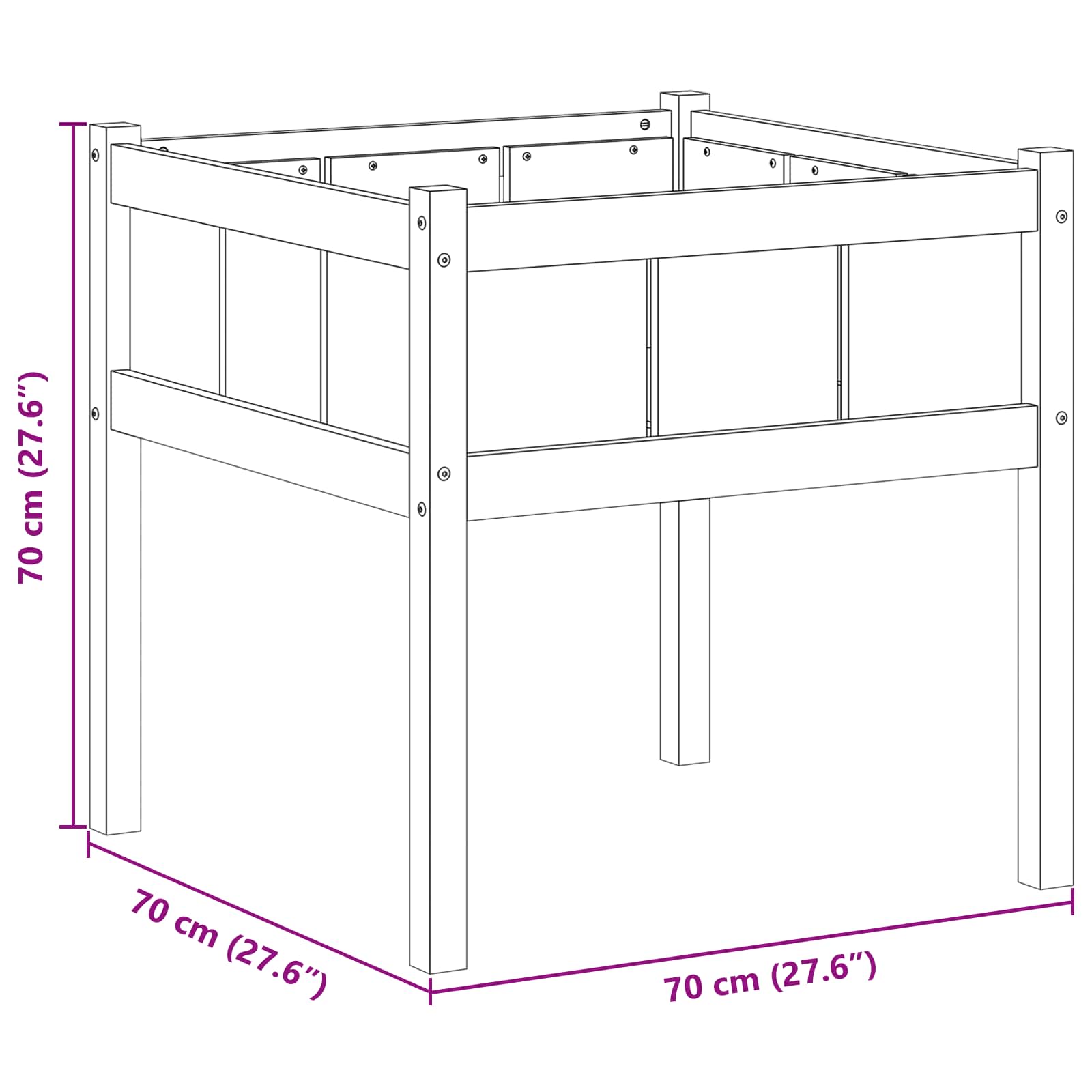 Hageblomsterpotte Natur 70 x 70 x 70 cm Massiv furu