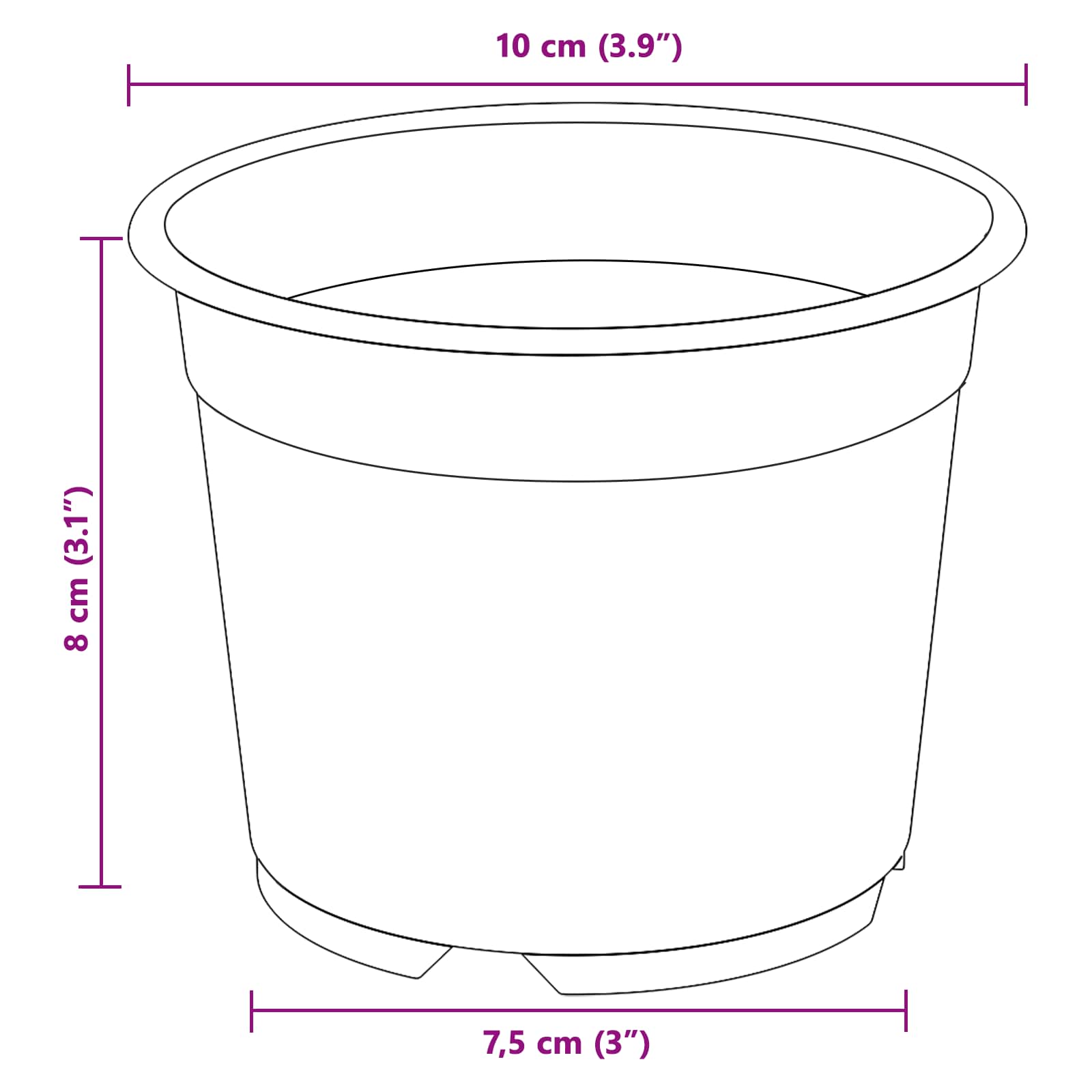 Blomsterpotte 100 pcs Svart Ø 15 x 12.5 cm Plast
