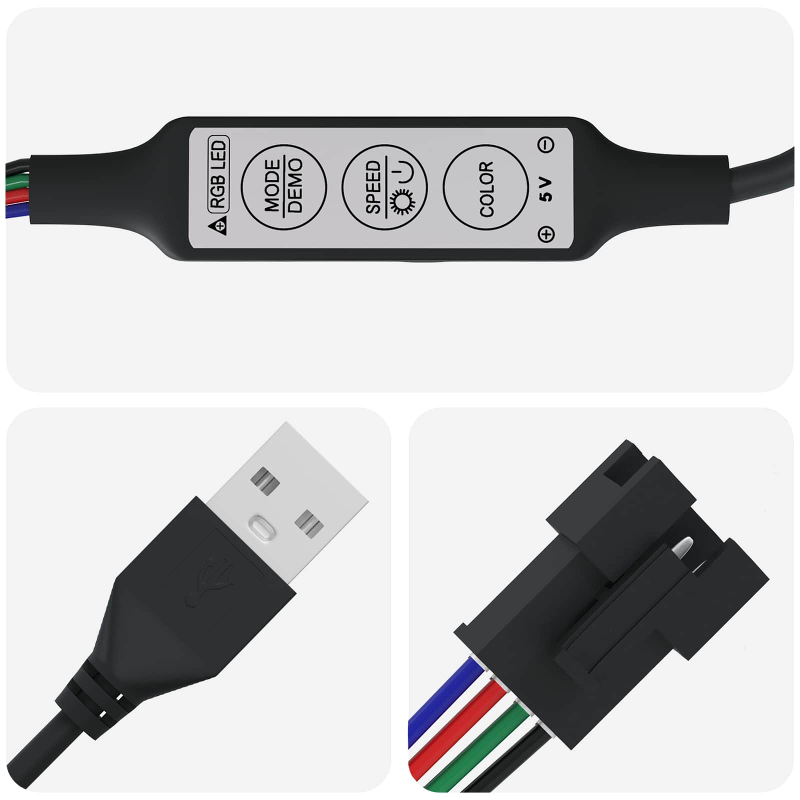 LED Stripe 4 pcs Svart og gjennomsiktig 300 cm Kobber og plast