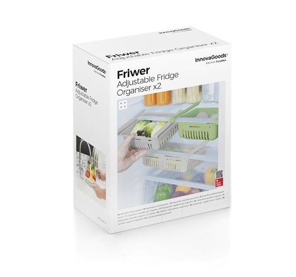 Kjøleskapshyller justerbare fra InnovaGoods (Pakke med 2) - Hjem & Fritidsshoppen.no