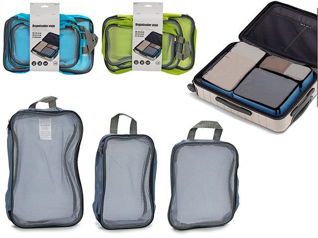 Koffertorganisator med 3 sett for orden i kofferten på reise