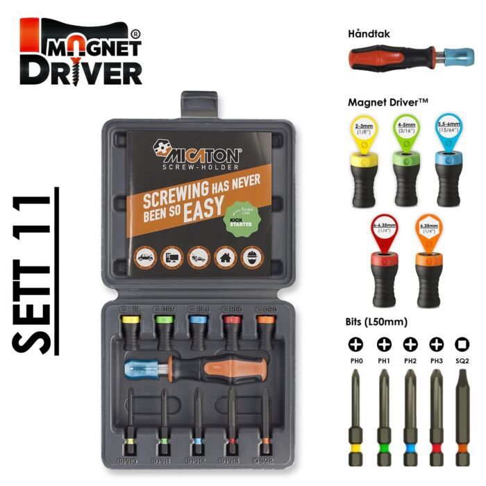 MAGNET DRIVER™ - praktisk etui med5 dimensjoner, 5 bits og håndtak (SETT 11) - Hjem & Fritidsshoppen.no