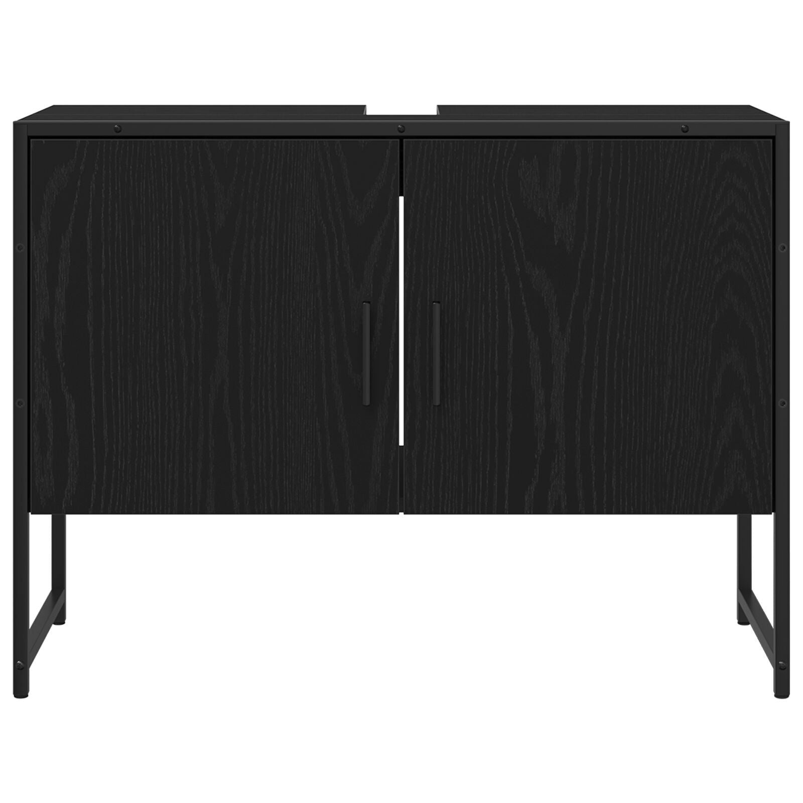 2-dels baderomsmøbelsett i svart eik, konstruert tre