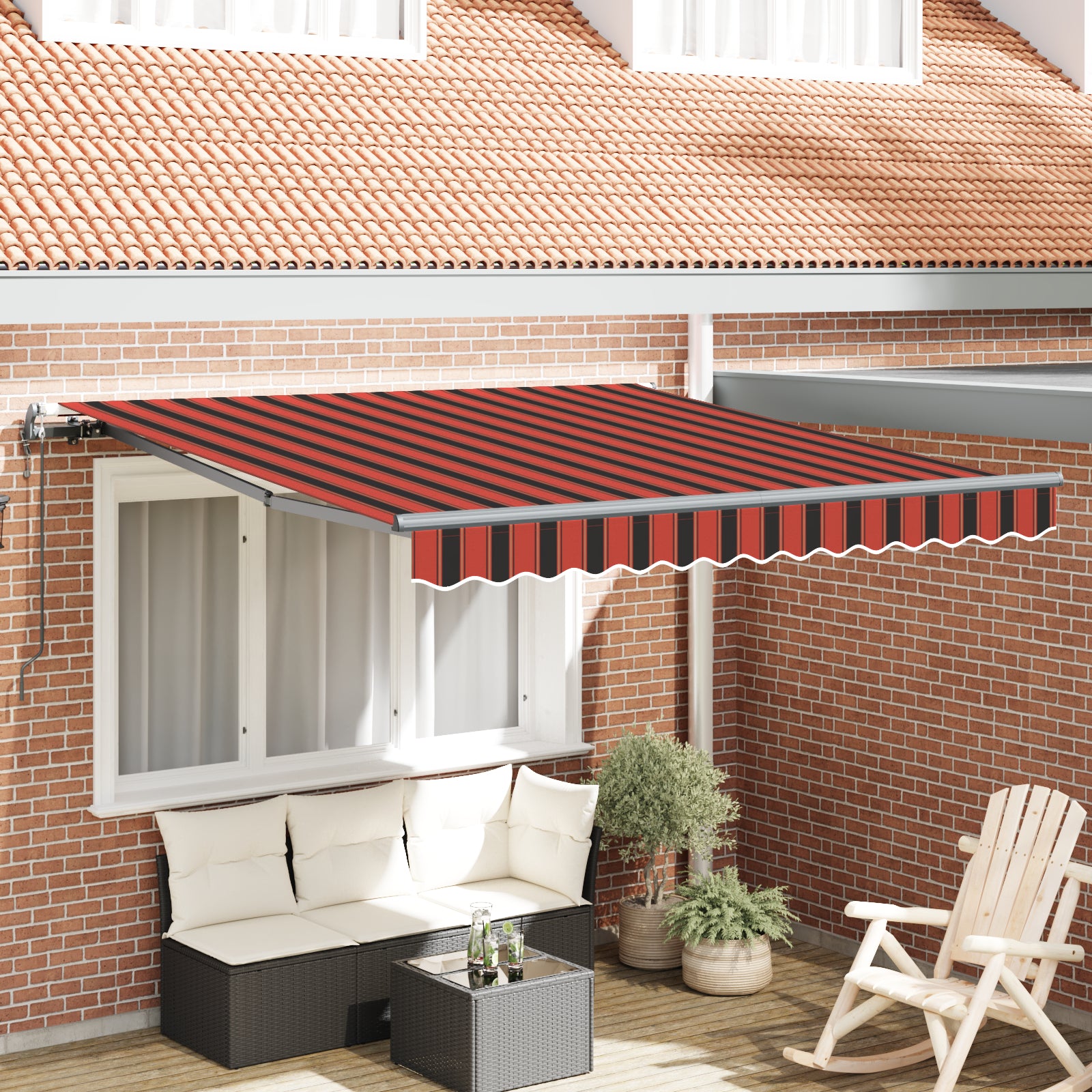 Automatisk Uttrekkbar Markise Oransje og Brun 350x250 cm