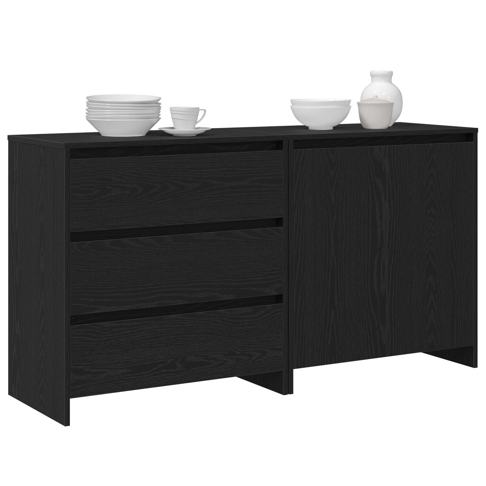 2-delt Sideboard i svart eikefiner