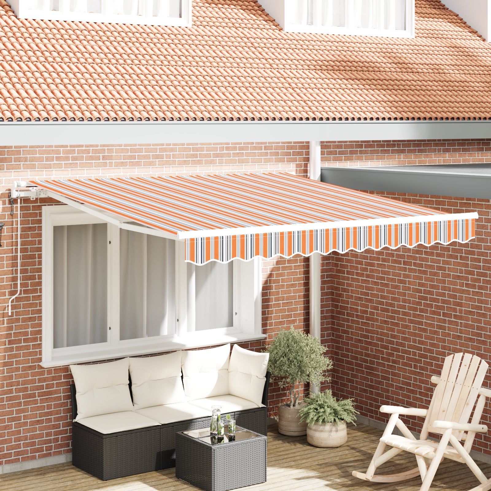 Automatisk Uttrekkbar Markise Med Multifargede Striper 350x250 cm
