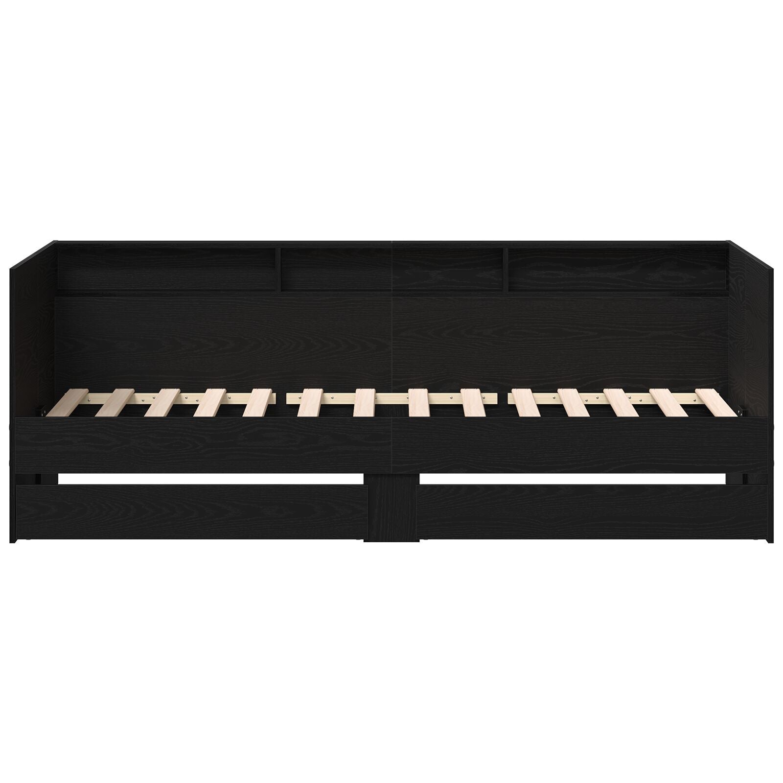 Svart sovesofa med skuffer Svart eik Konstruert tre 75 x 190 cm