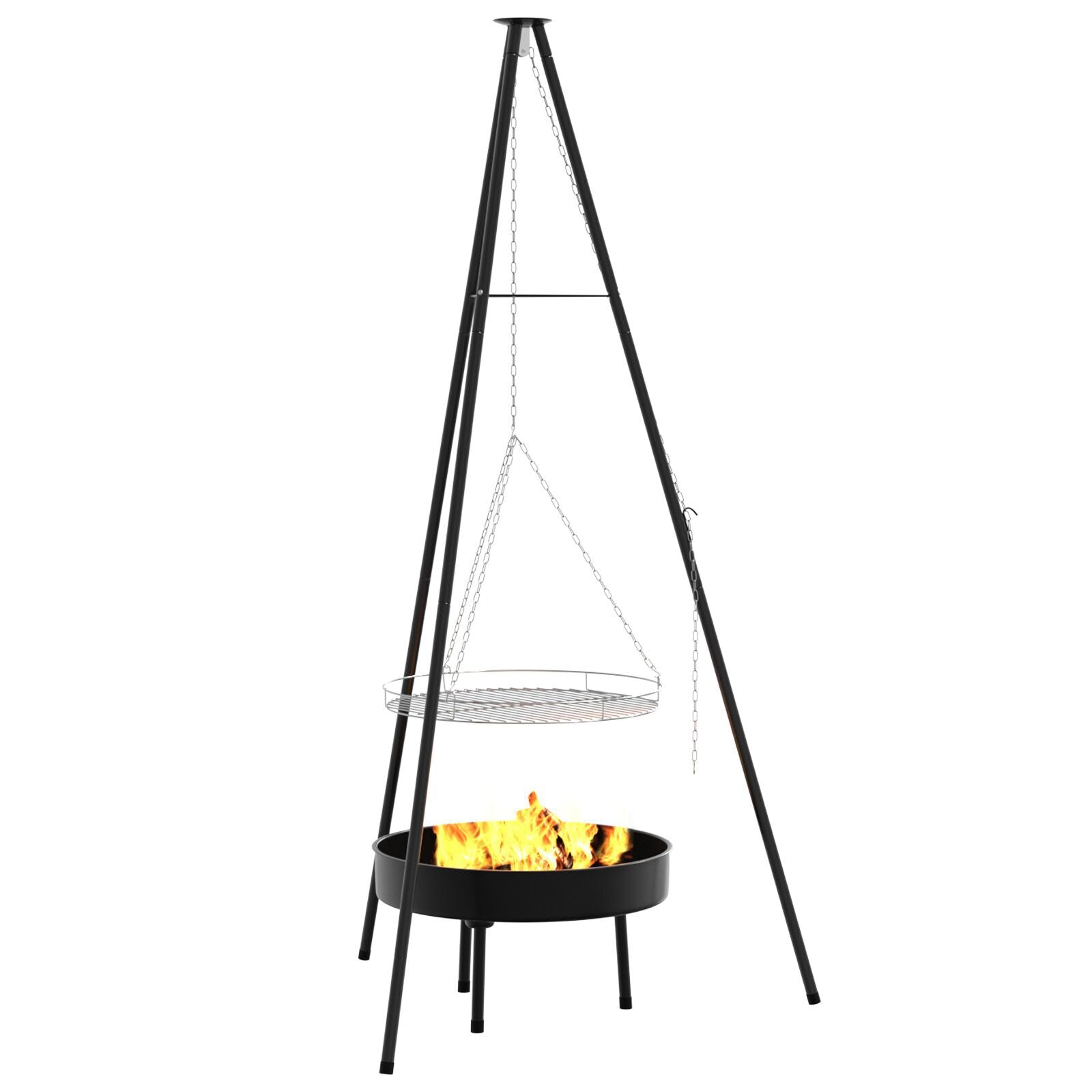 Campfire Cooking Tripod med Grillrist og Brennereng 170 cm