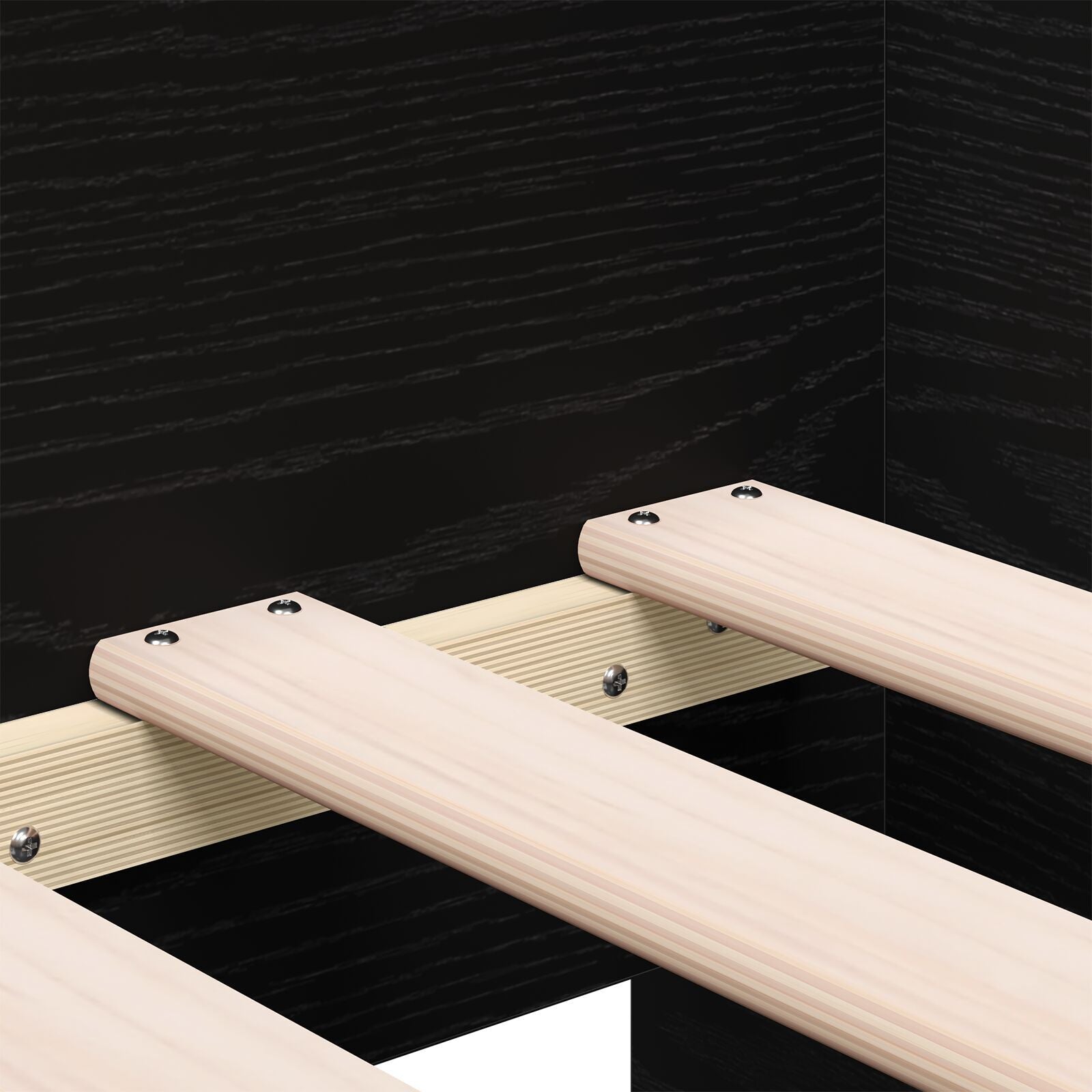 Svart sovesofa med skuffer Svart eik Konstruert tre 75 x 190 cm