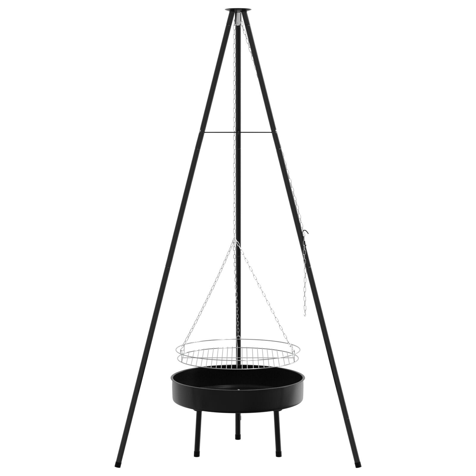 Campfire Cooking Tripod med Grillrist og Brennereng 170 cm