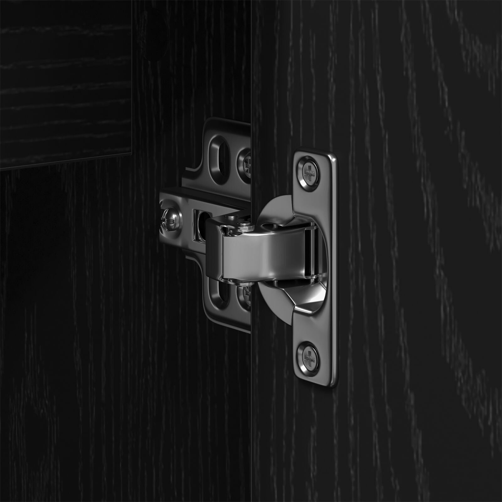 2-dels baderomsmøbelsett i svart eik, konstruert tre