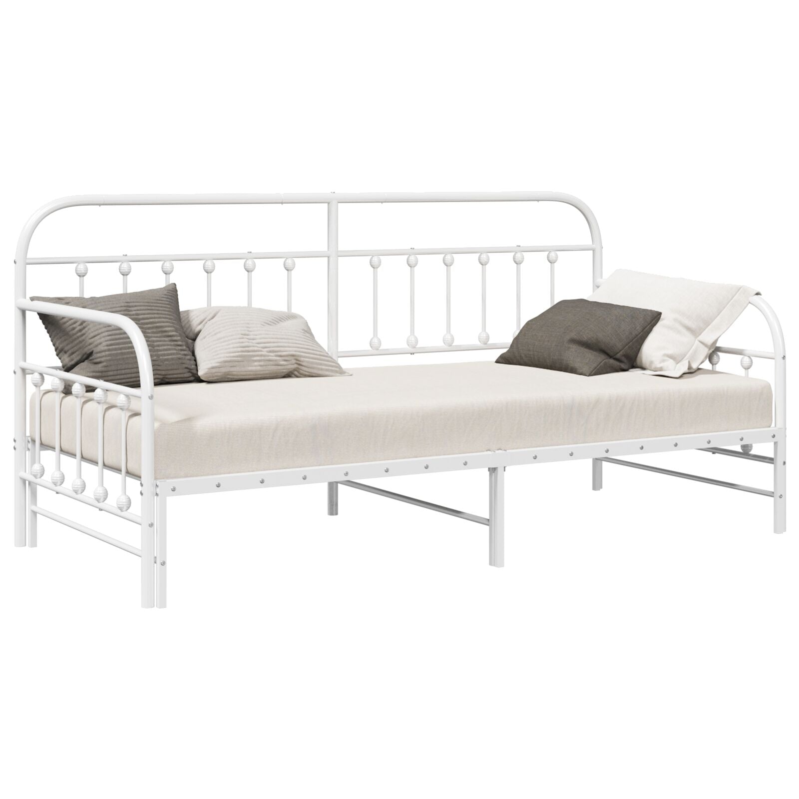 Daybed Ramme med Utrullbar Seng Hvit 100x190 cm Stål