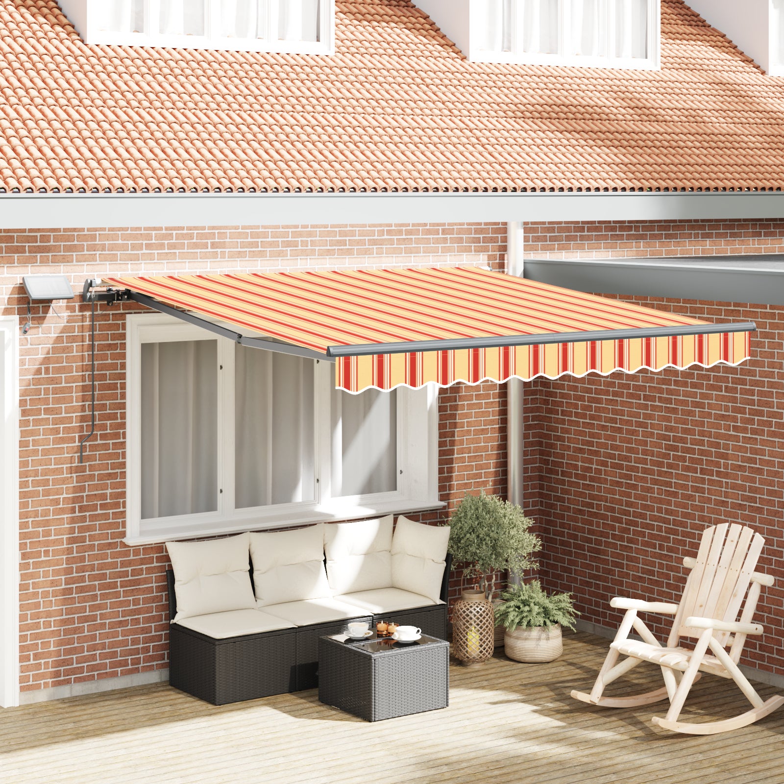 Manuell Uttrekkbar Markise med LED Gul og Oransje 350 x 250 cm