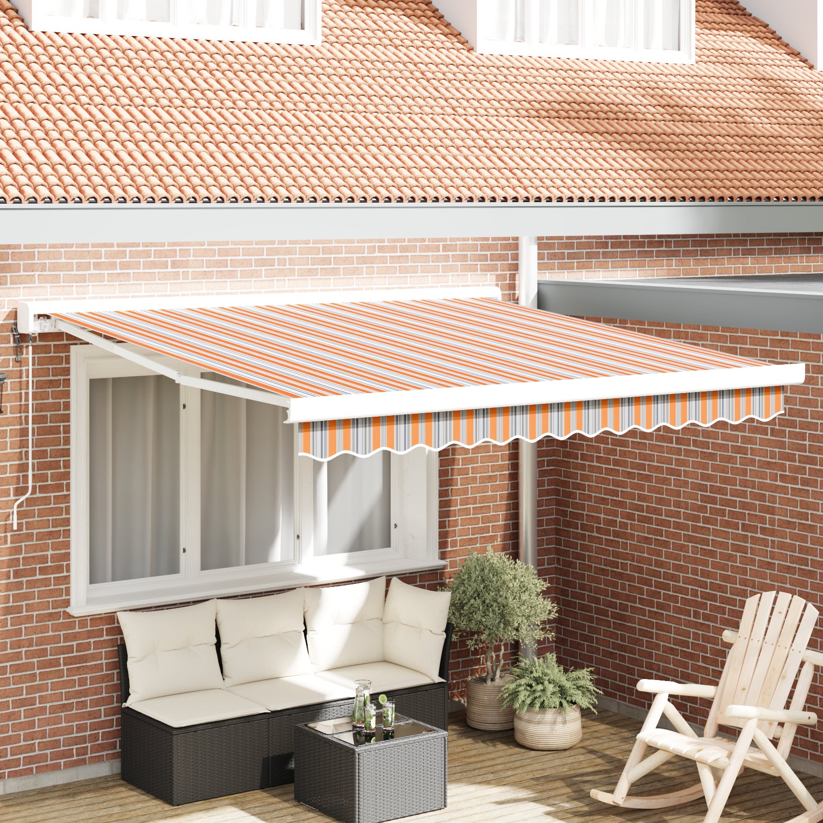 Automatisk uttrekkbar markise med flerfarget stripe 350x250 cm
