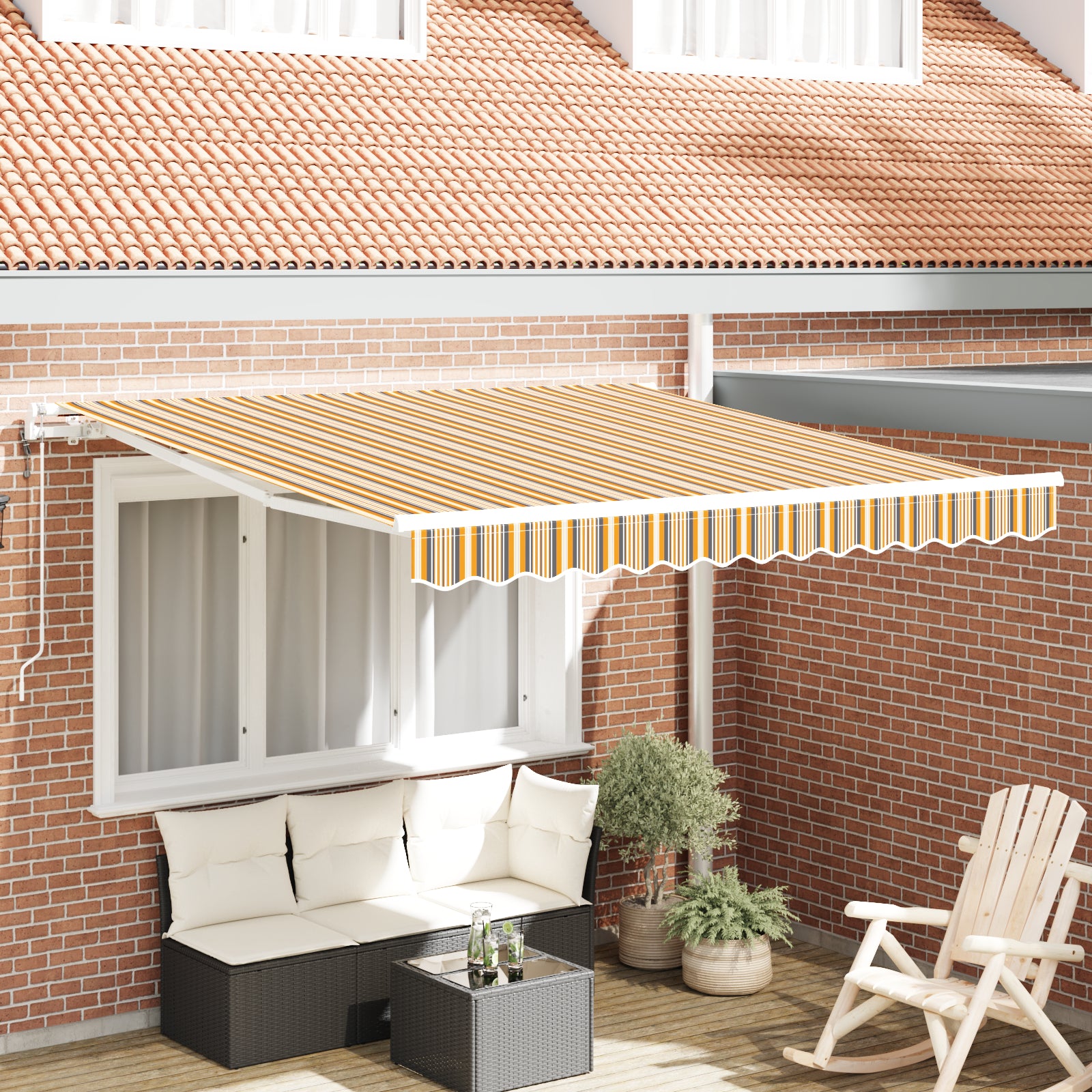 Automatisk Uttrekkbar Markise Stripete Multicolor 350x250 cm
