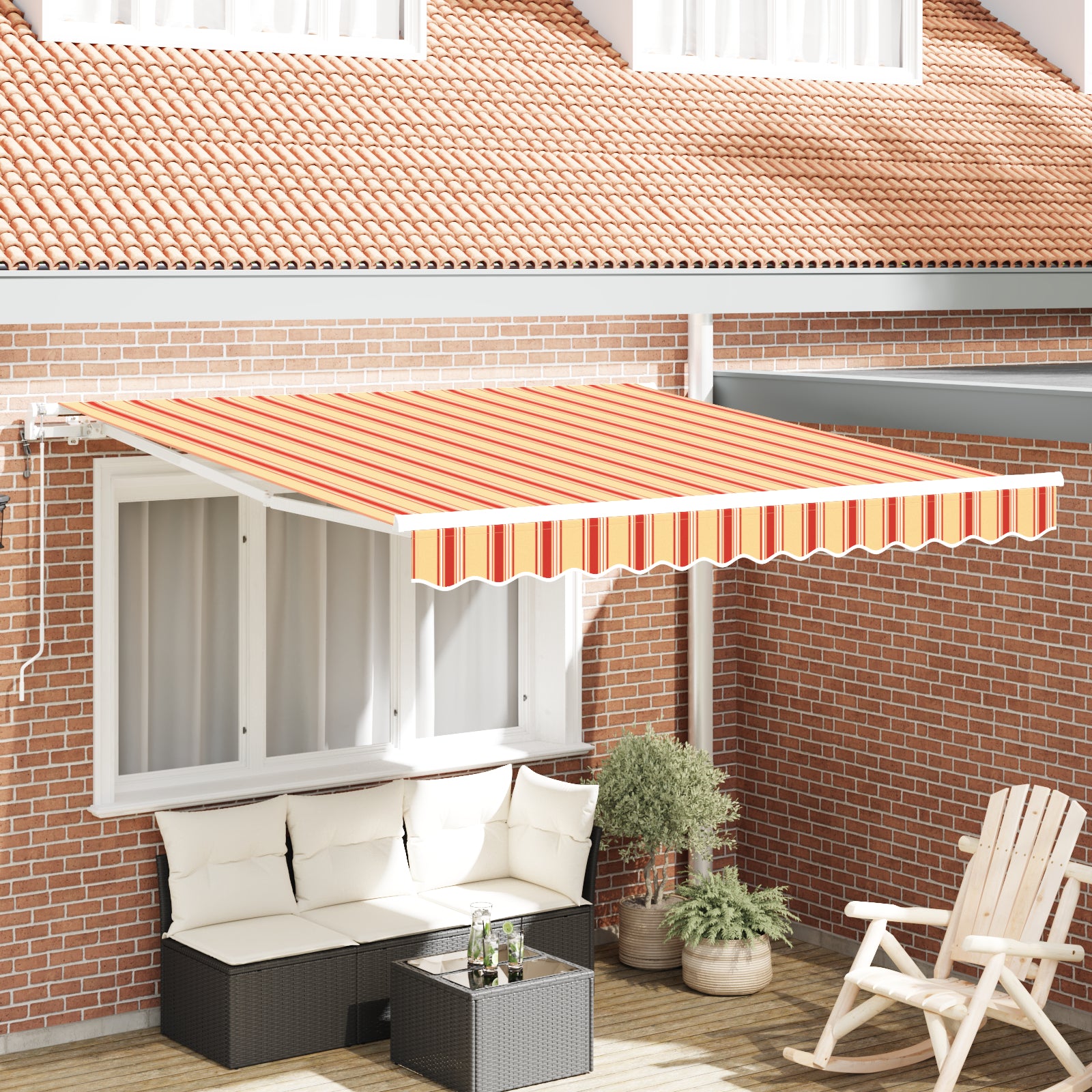 Automatisk Uttrekkbar Markise i Gul og Oransje 350x250 cm