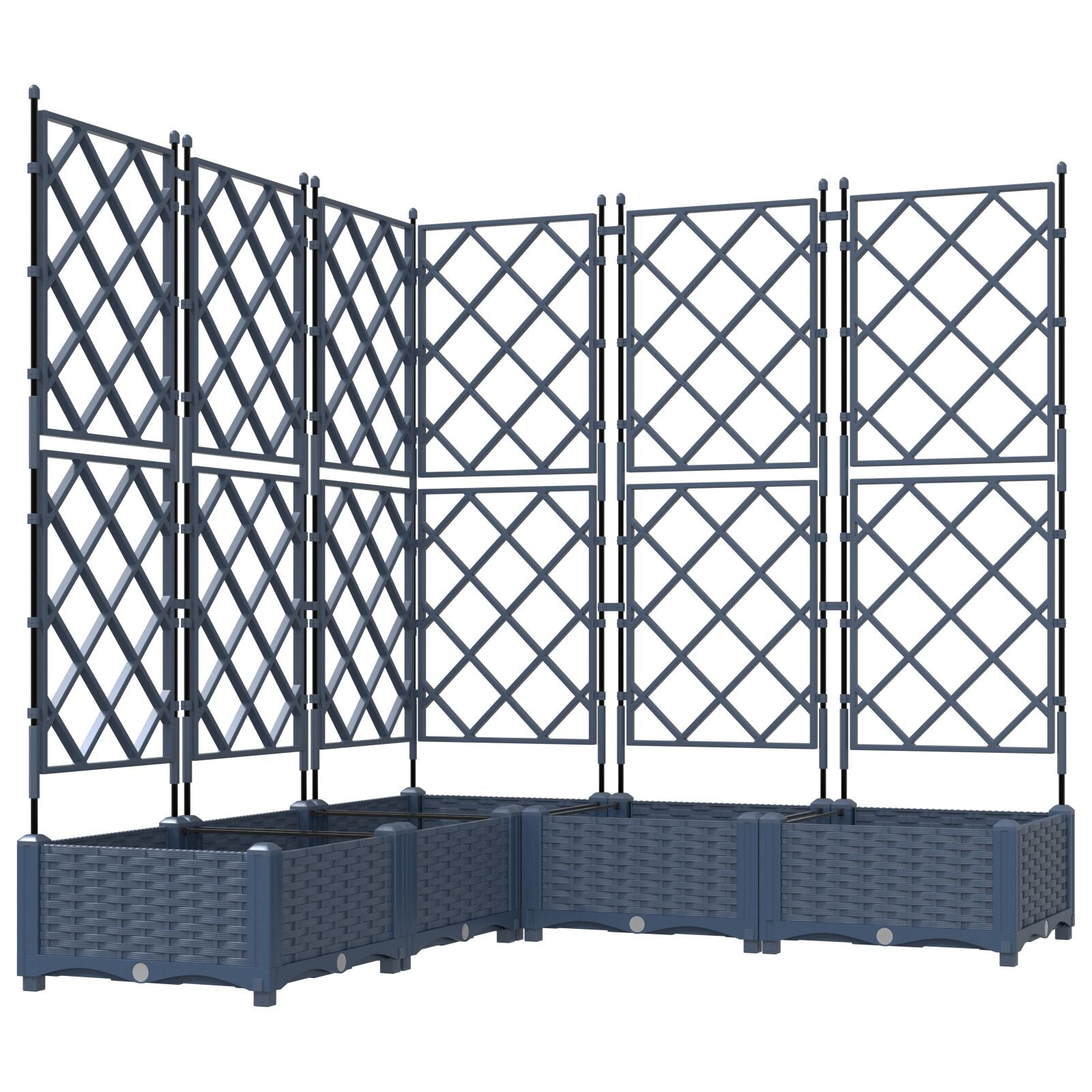 Hageplantekasse med Rutenett 5 stk Grå 120x120x125.5 cm