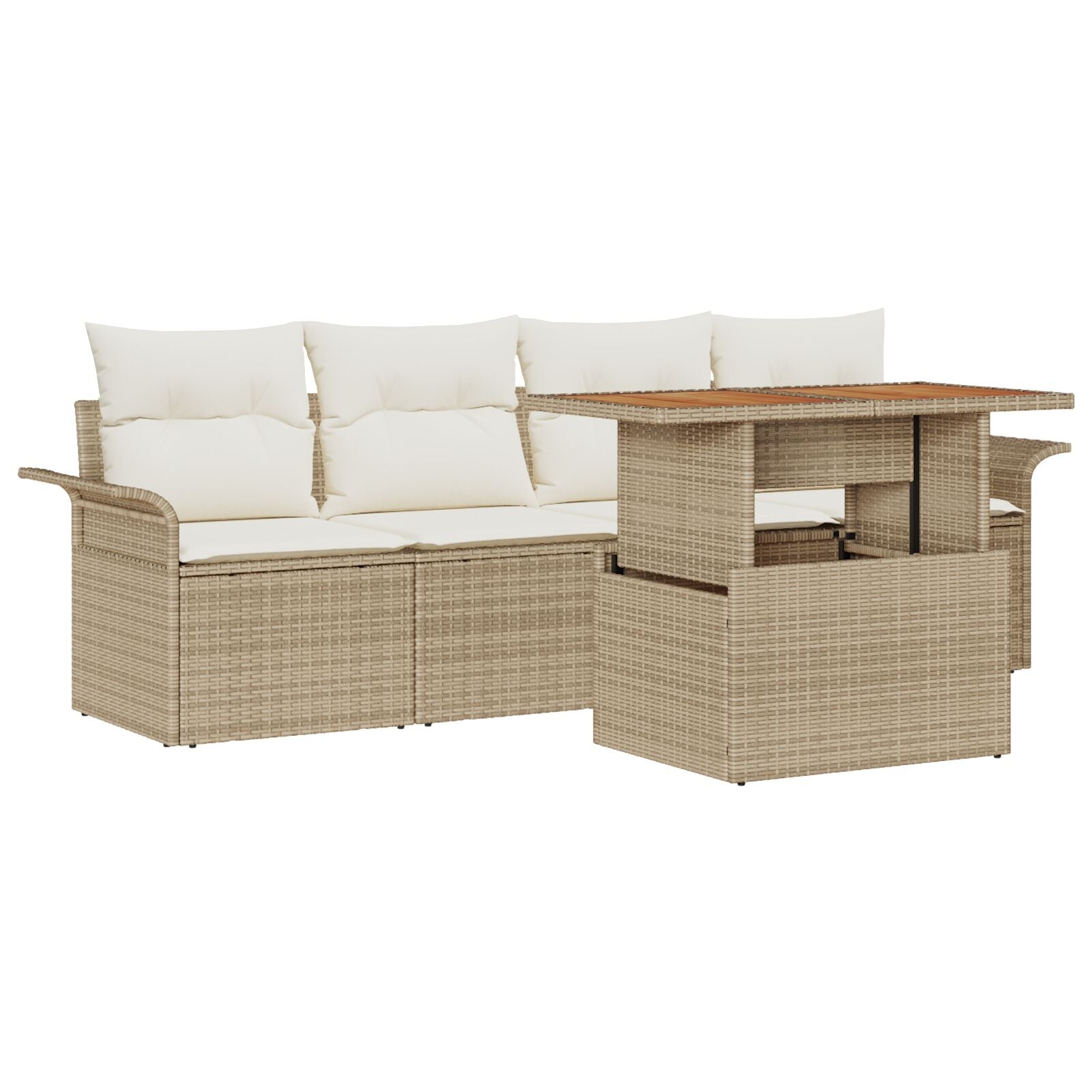 5-delt hagesofa-sett med puter Beige poly-rotting akacia