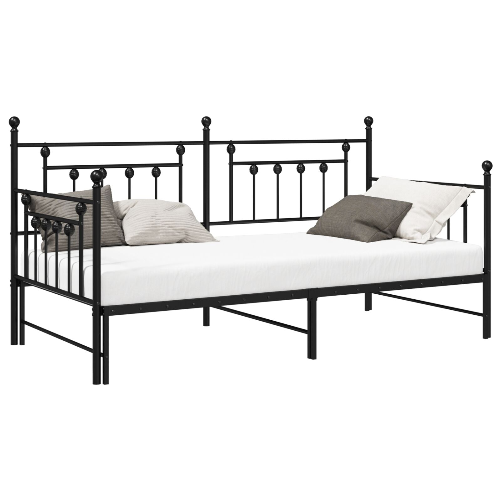 Daybed Ramme med Trundle Svart 100x200 cm Stål
