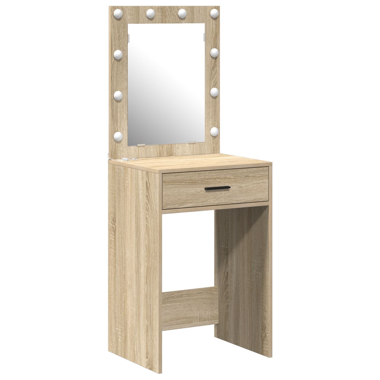 sminkebord med LED-lamper Sonoma eik 50x41x135 cm