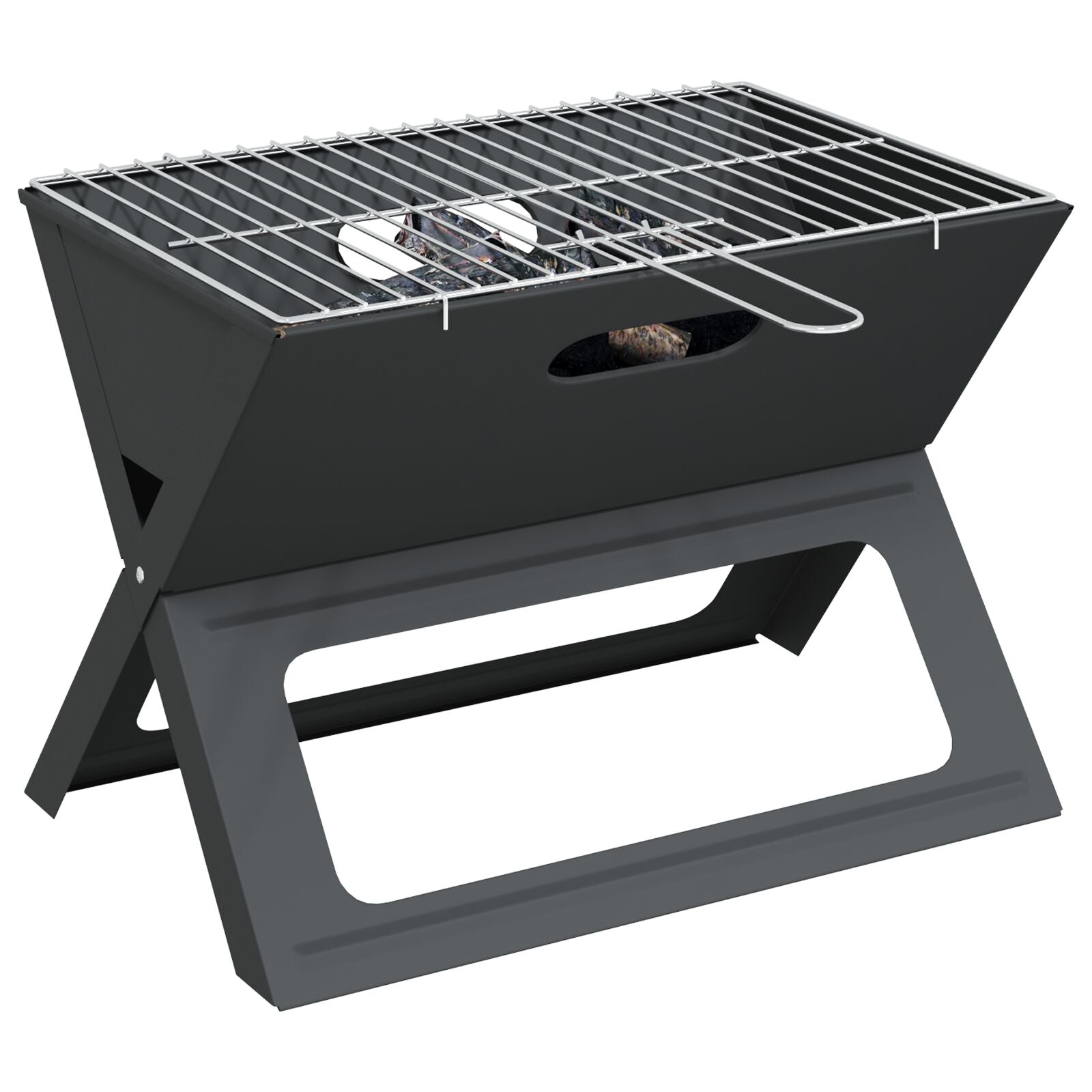 Kull BBQ Grill Sammenleggbar Svart 46x30x31 cm Stål