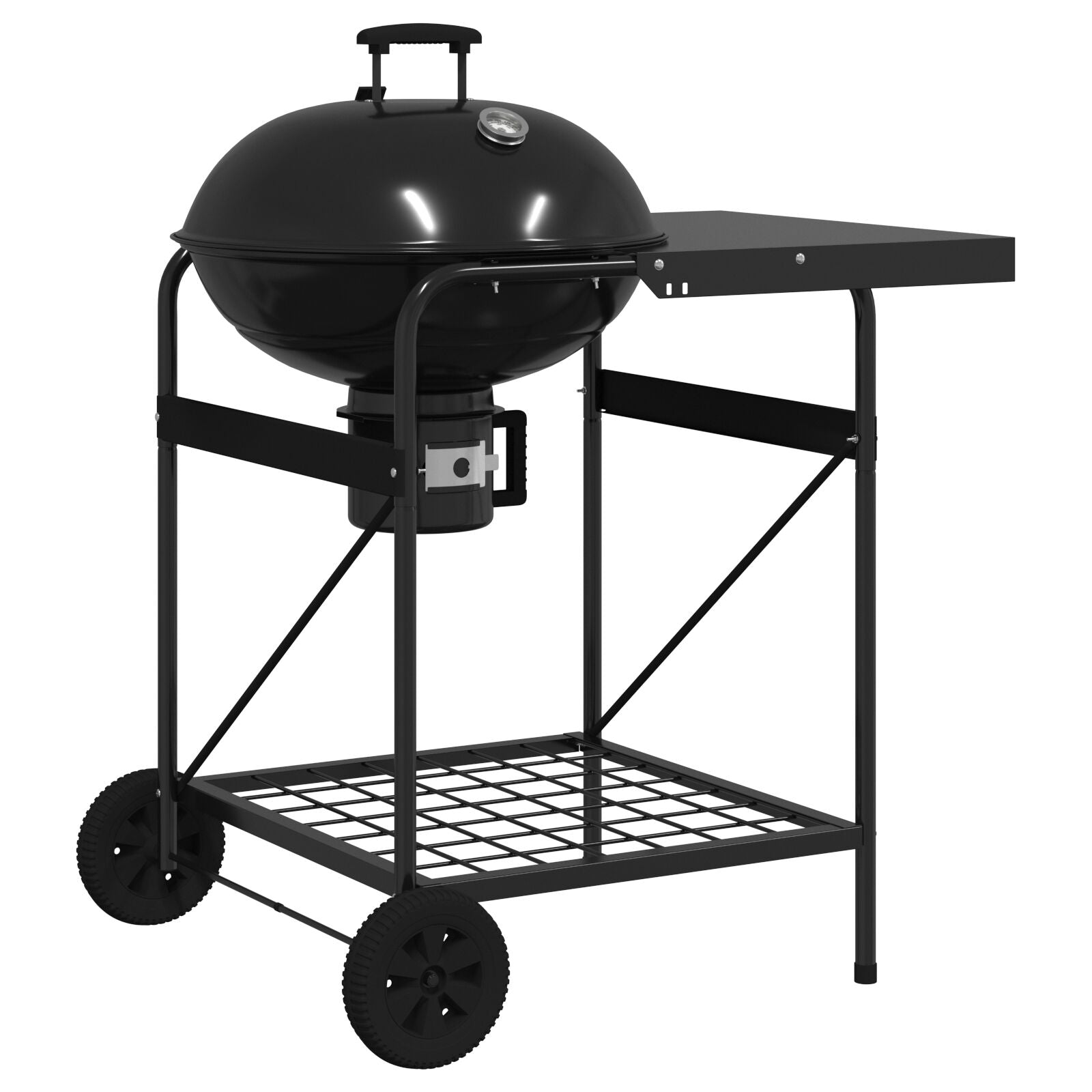 Gråkol Grillvogn med Lokk Svart 96x72x113 cm Metall