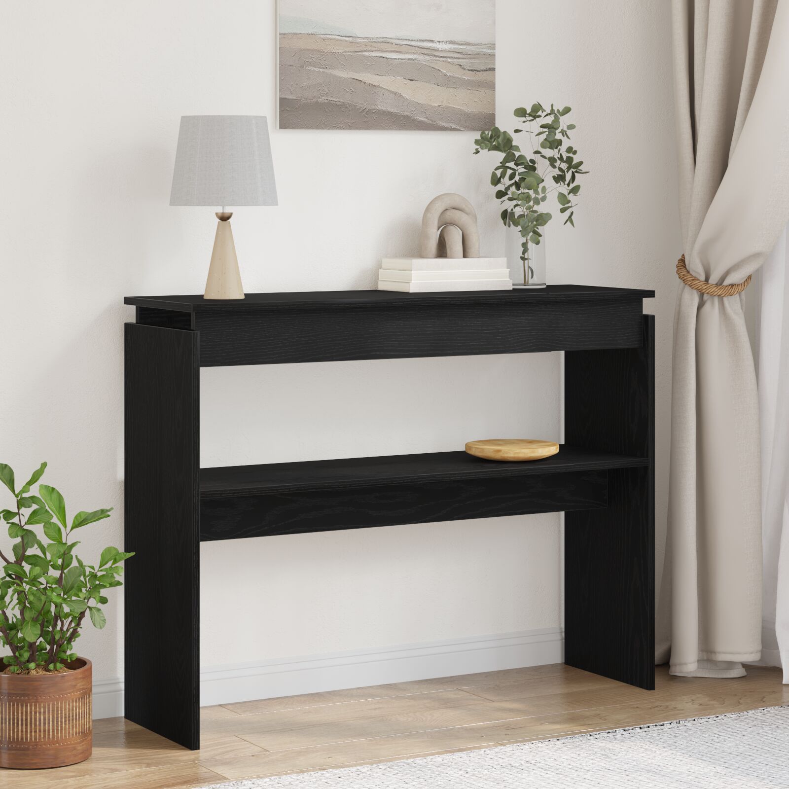 Konsollbord i Svart Eik 80x30x102 cm Ingeniørtre