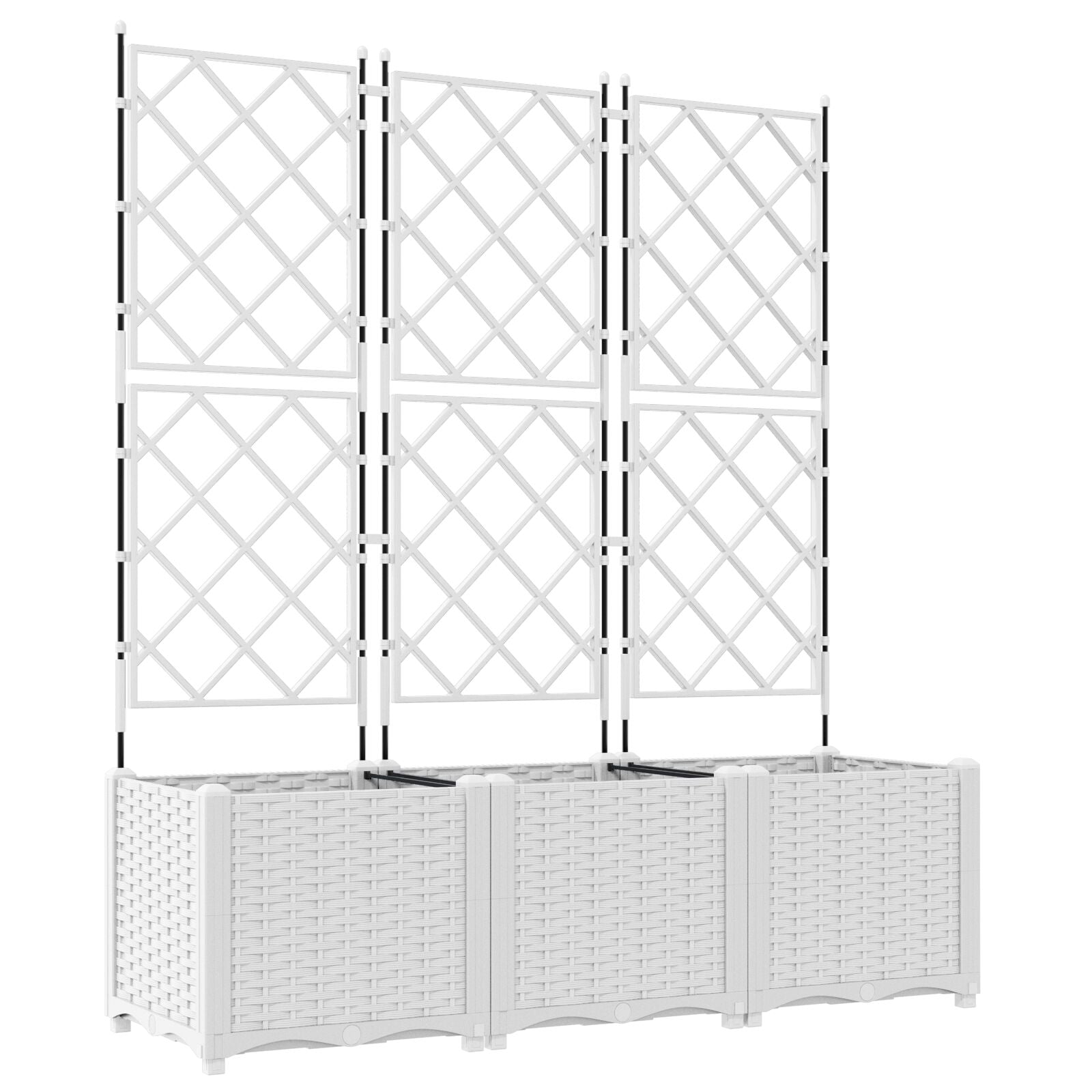 Hageplante med ettype 3 stk Hvit 120x40x143 cm