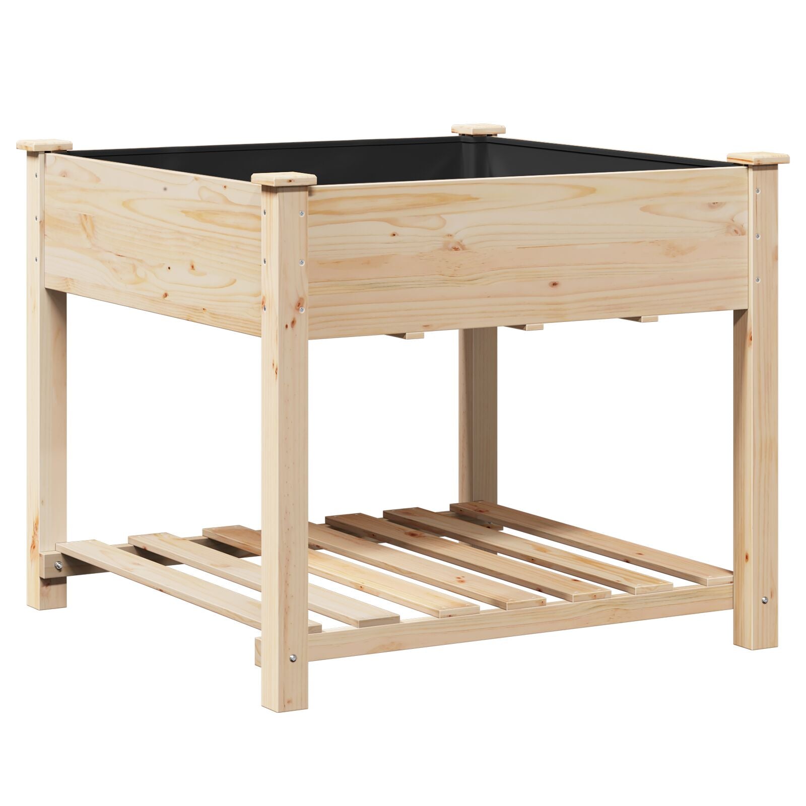 Hageplantekasse med hylle 90x90x76 cm Solid furu