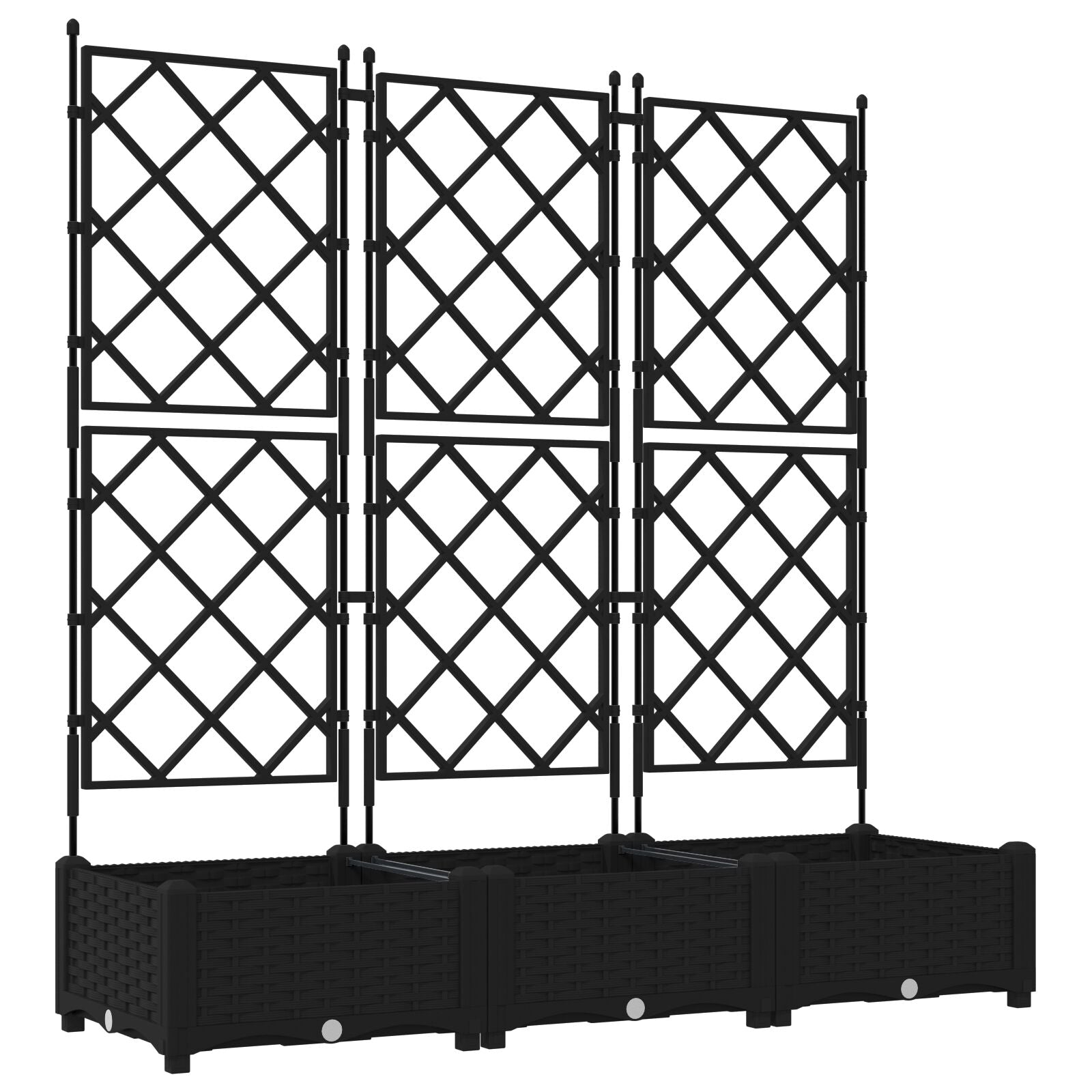 Hageplante med trellis 3 stk svart 120x40x125.5 cm