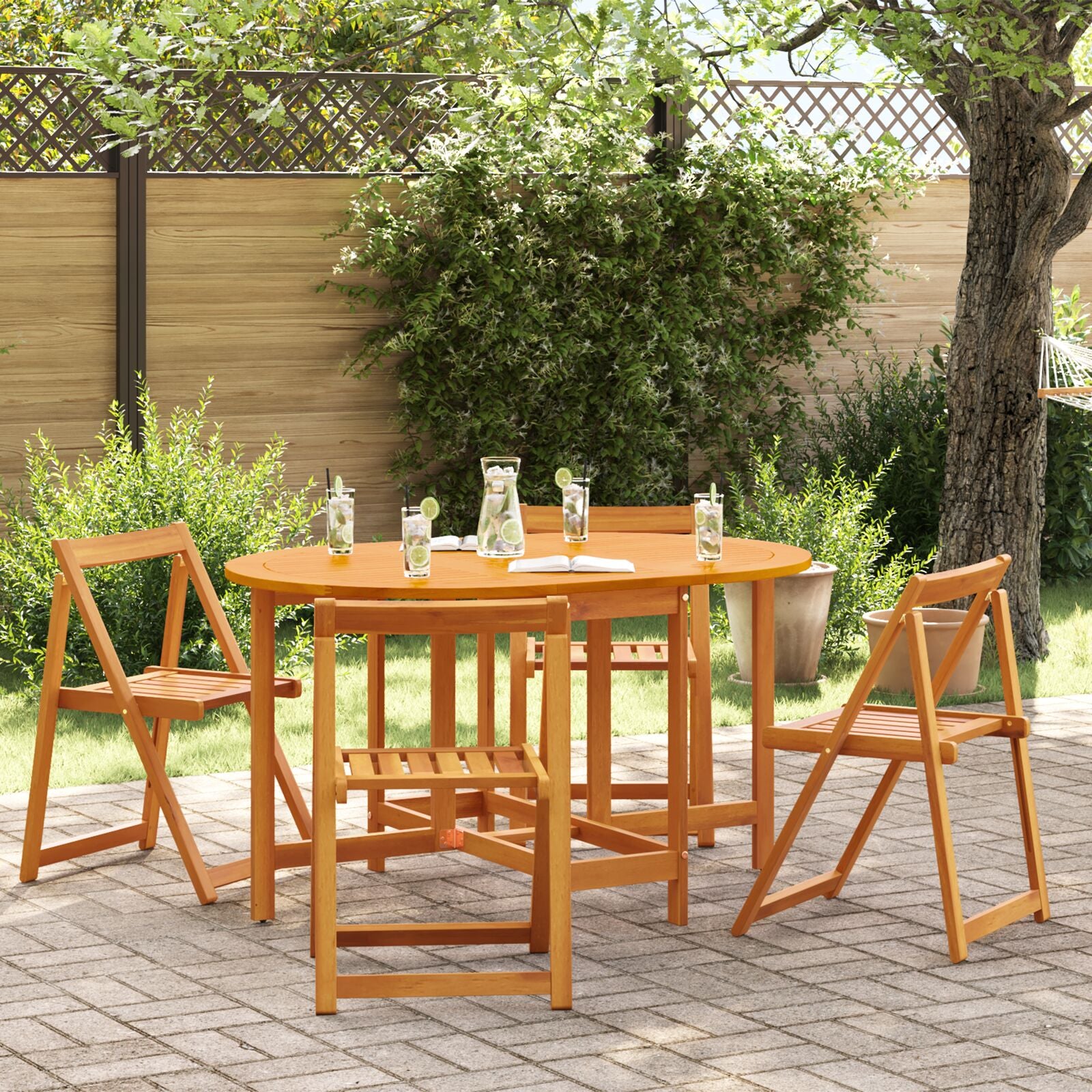 Sammenleggbart Sommerfugl Hagebord 110x60x72 cm Solid Akasietre Oval