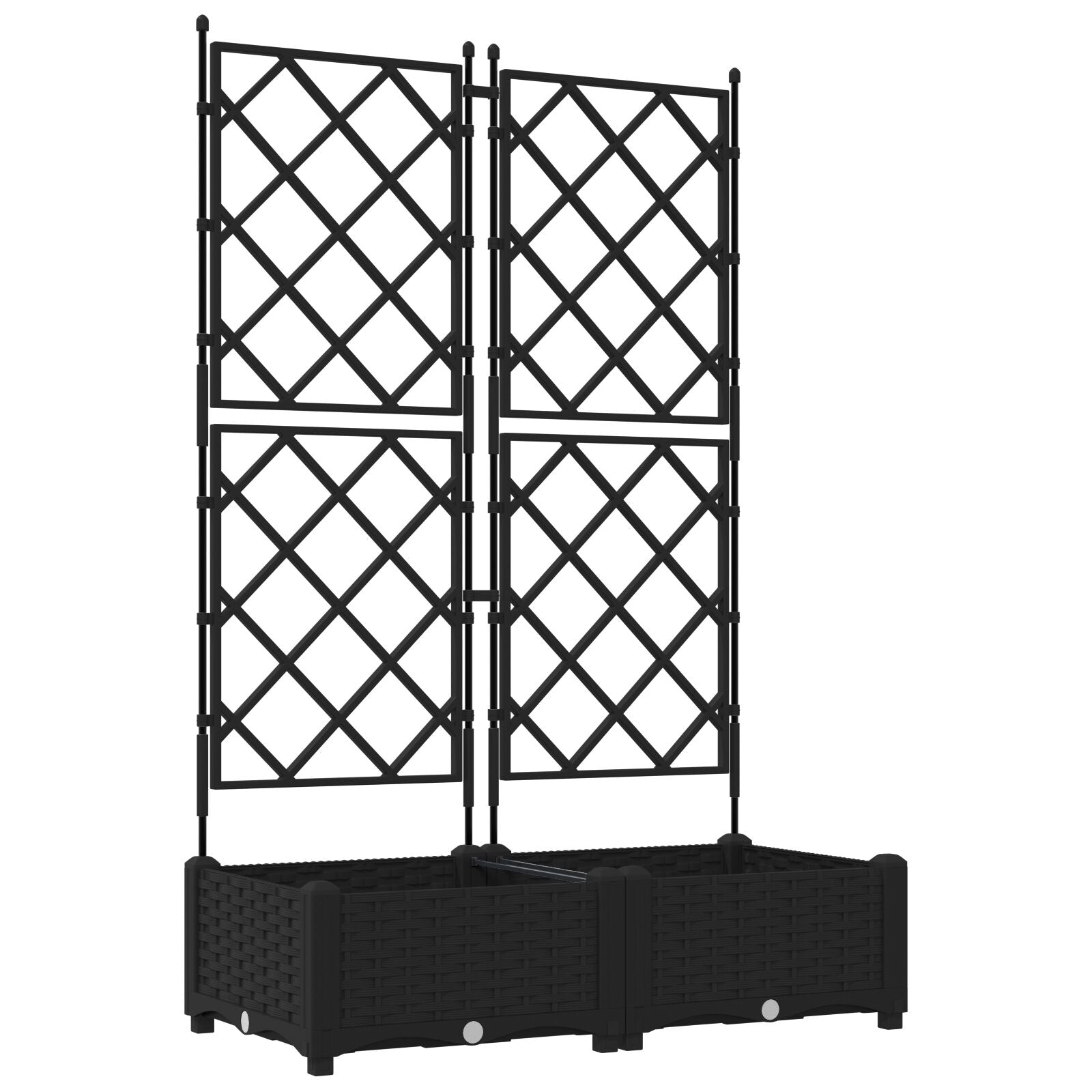 Hageplantekasse med Spaljé 2 stk Svart 80x40x125.5 cm