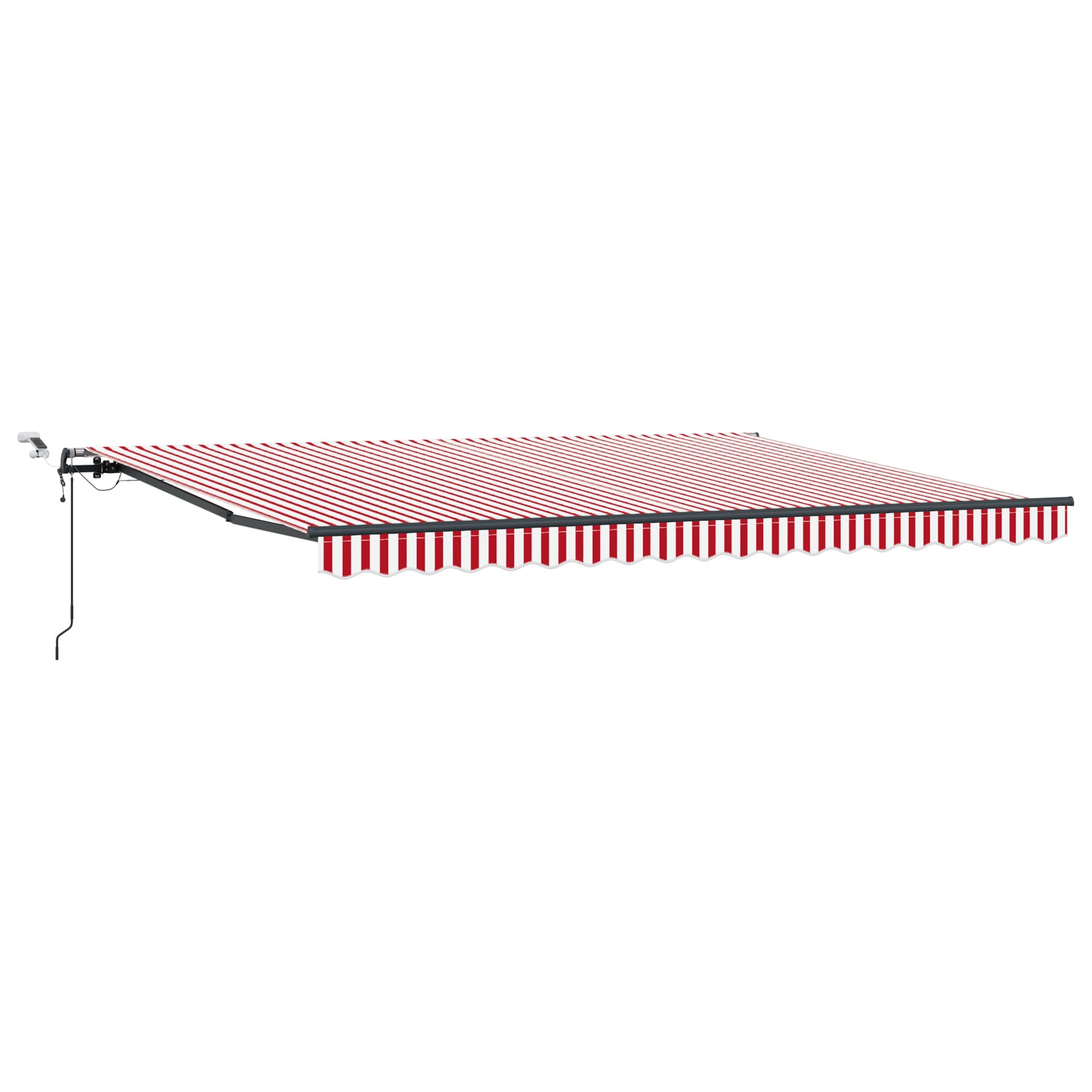 Automatisk Uttrekkbar Markise med LED Rød og Hvit Stripe 450x350 cm