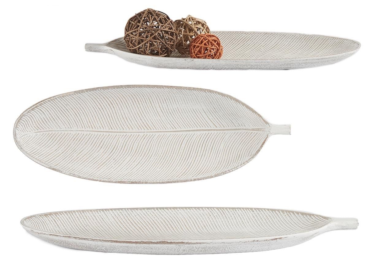 Trefat løvformet hvit 40,5 cm - Hjem & Fritidsshoppen.no