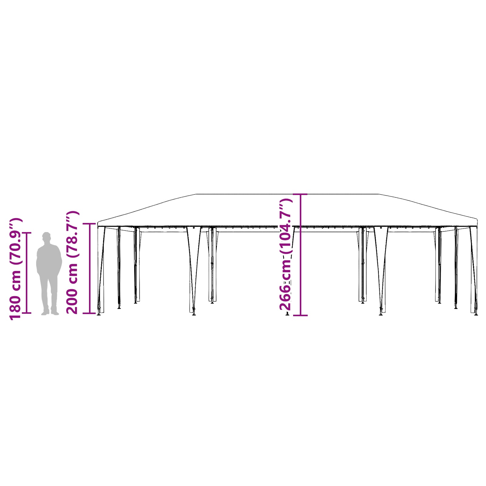 Partytelt Hvit 8x4 m PE