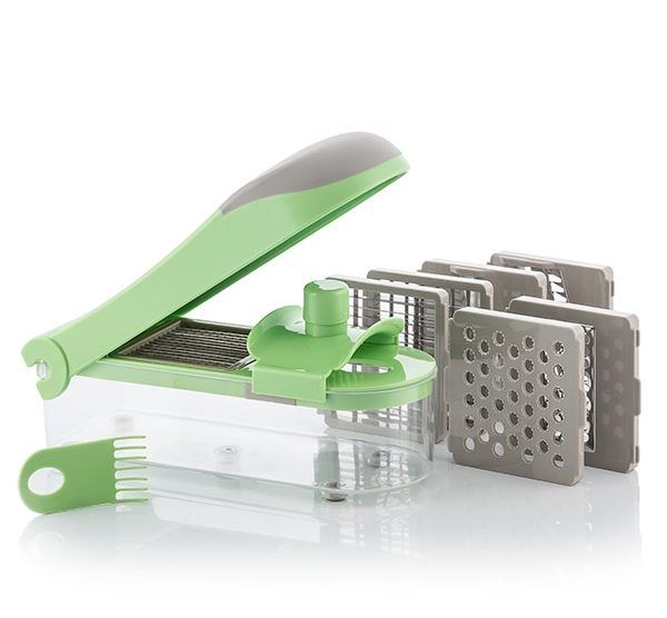 Grønnsaksskjærer, rivjern og mandolin 7 - i - 1 med tilbehør fra InnovaGoods - Fritidsshoppen.nogrønnsaksskjærerkjutkjøkken