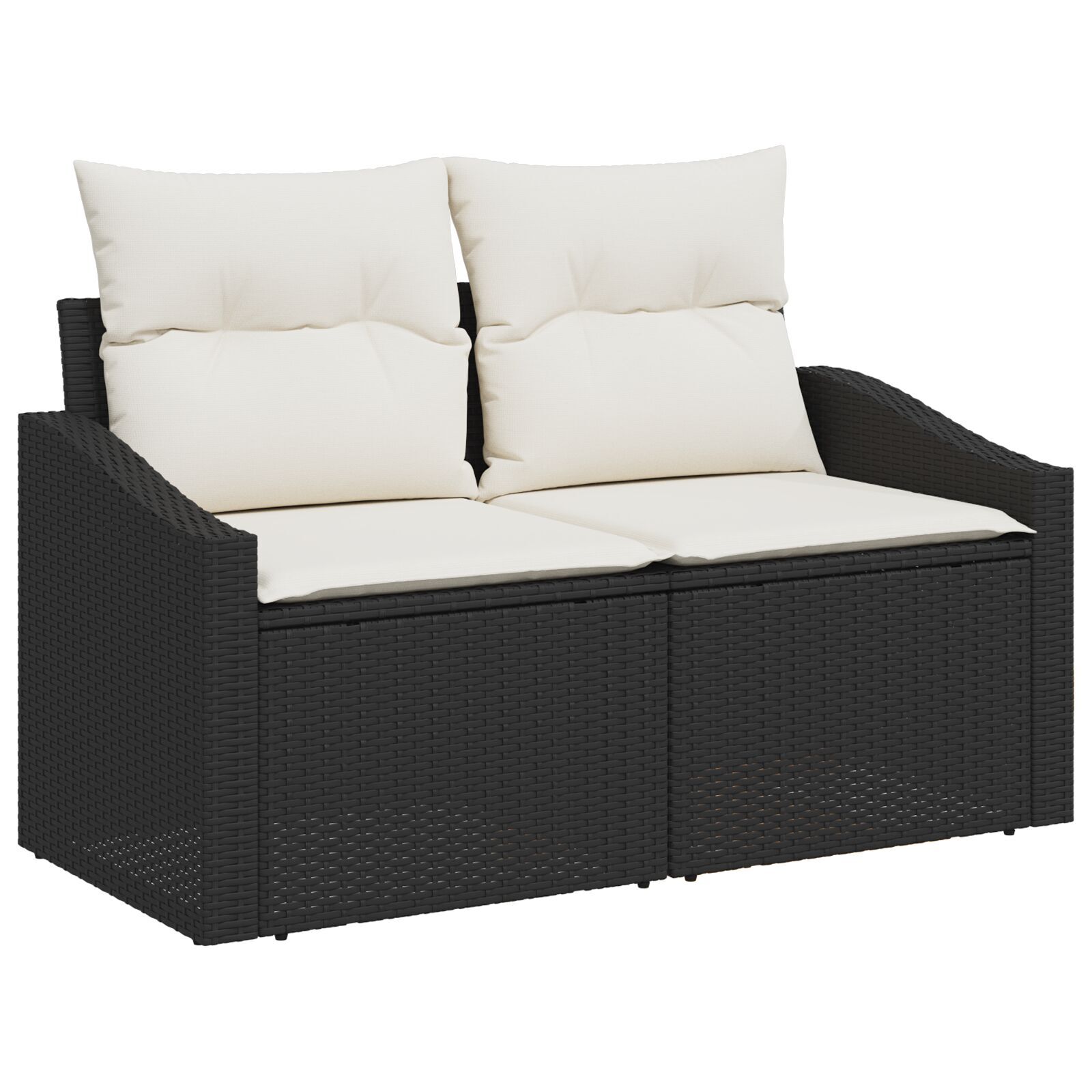 2-seters hagesofa med puter svart polyrotting