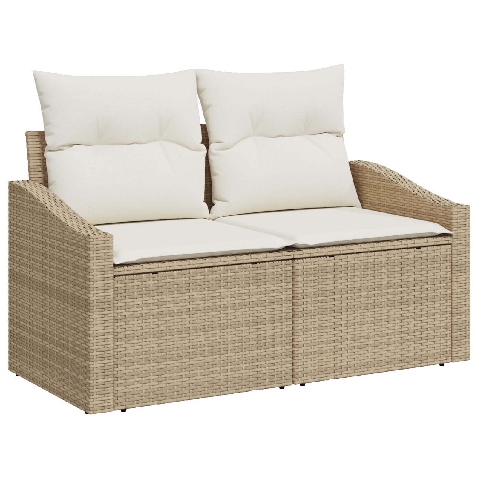 2-seters Hagemøbelsofa med Puter Beige Poly Rattan
