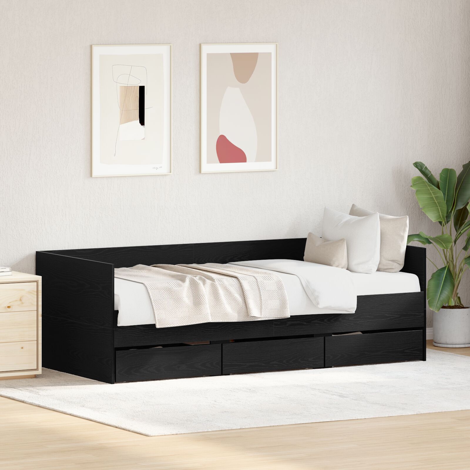 Dagbed Svart eik Konstruert tre 90 x 190 cm Holdbar Dagbed