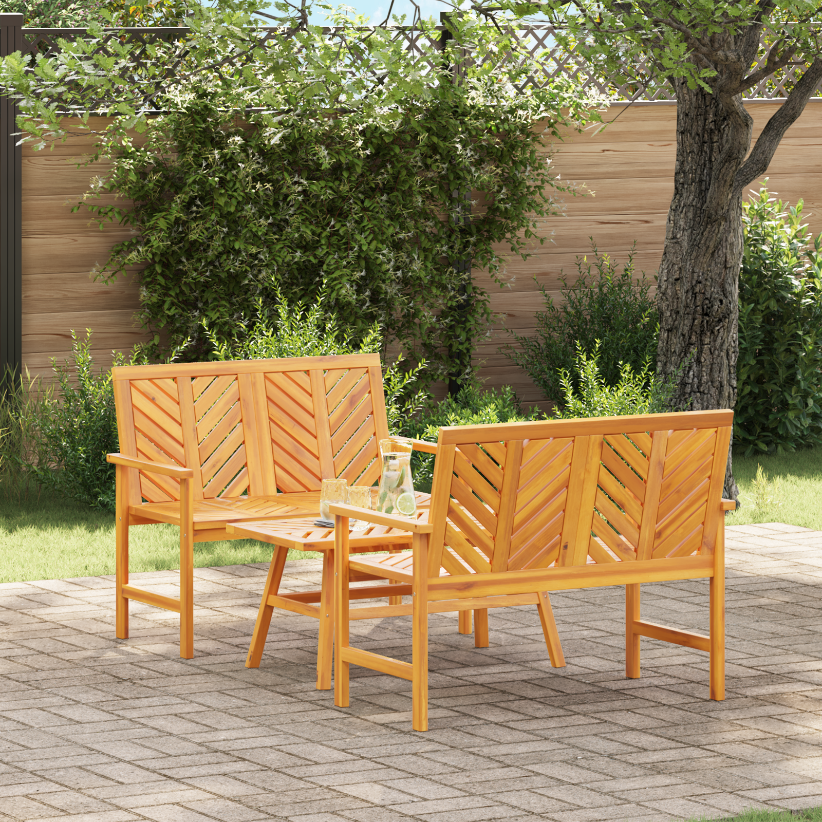 3 Delt Hage Lounge Sett Massivt Tre Acacia