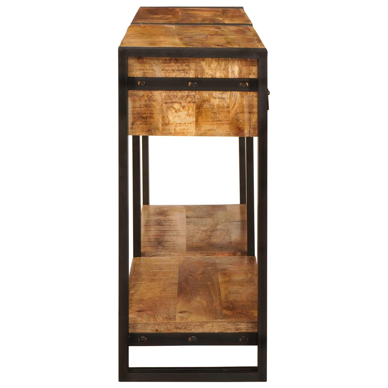 Konsollbord 2 pcs Brun 160 x 33 x 75 cm Massivt grovt mangotre