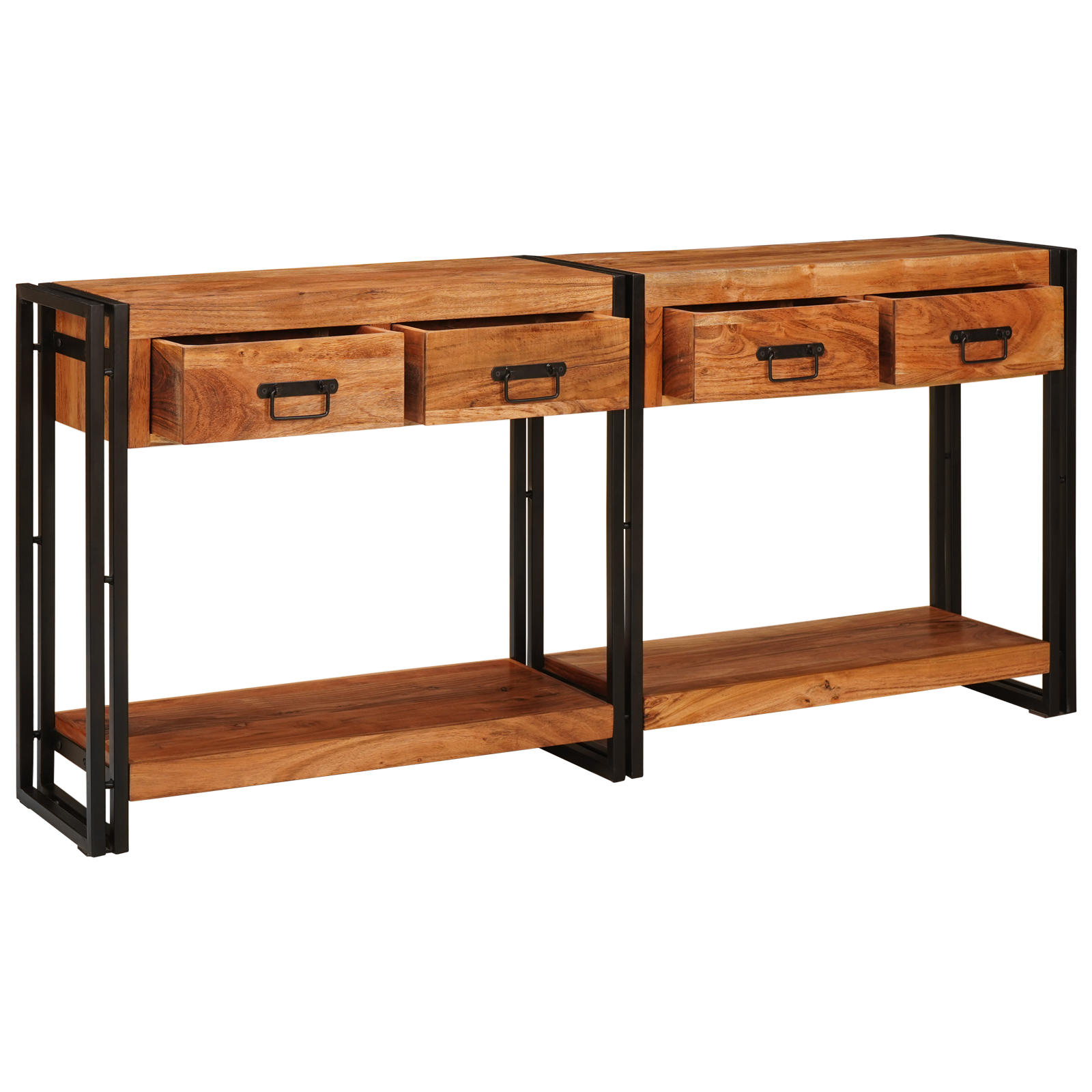Konsollbord 2 2 pcs Brun 160 x 33 x 75 cm Massivt akasietre
