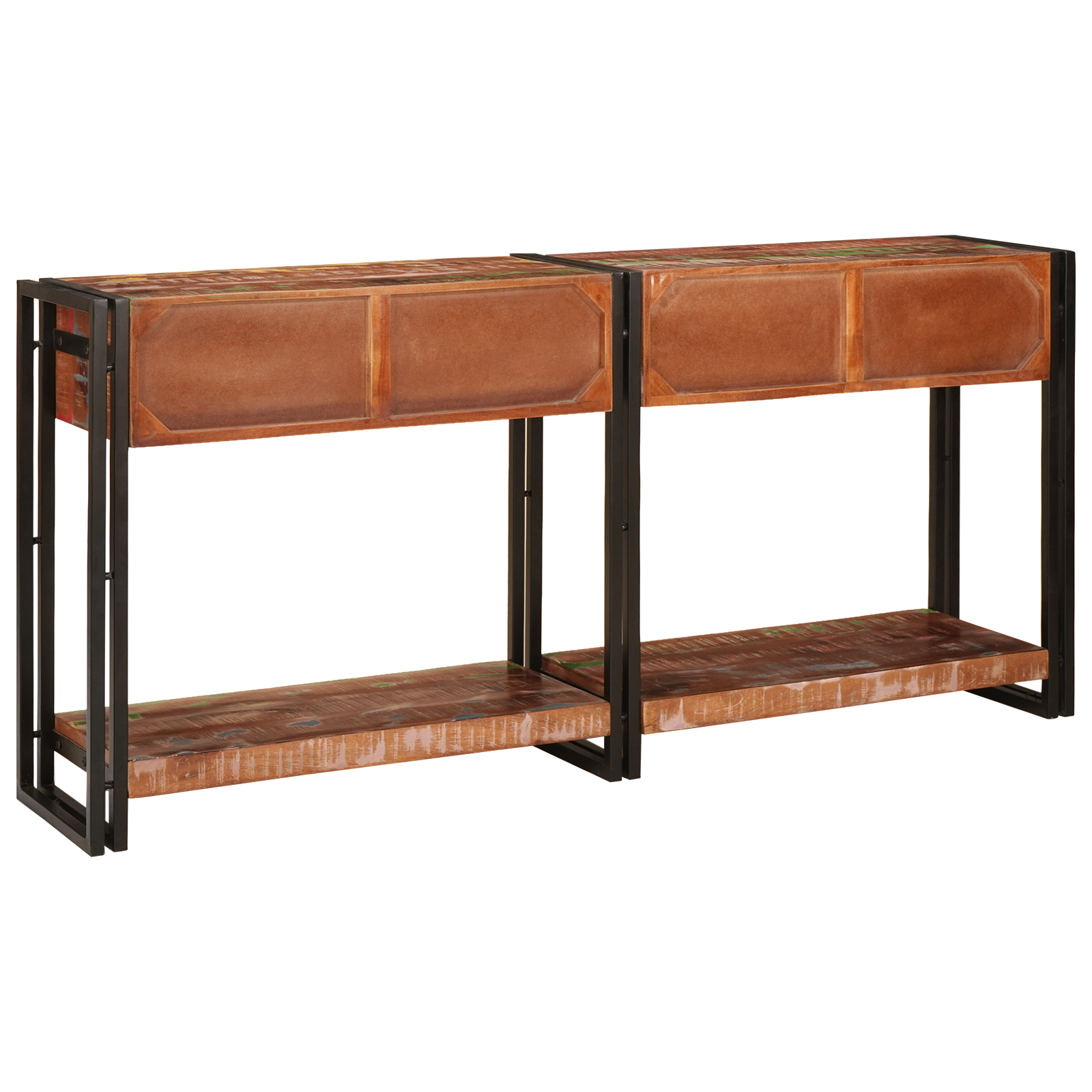 Konsollbord sett med 2 skuffer, flerfarget solid gjenvunnet tre