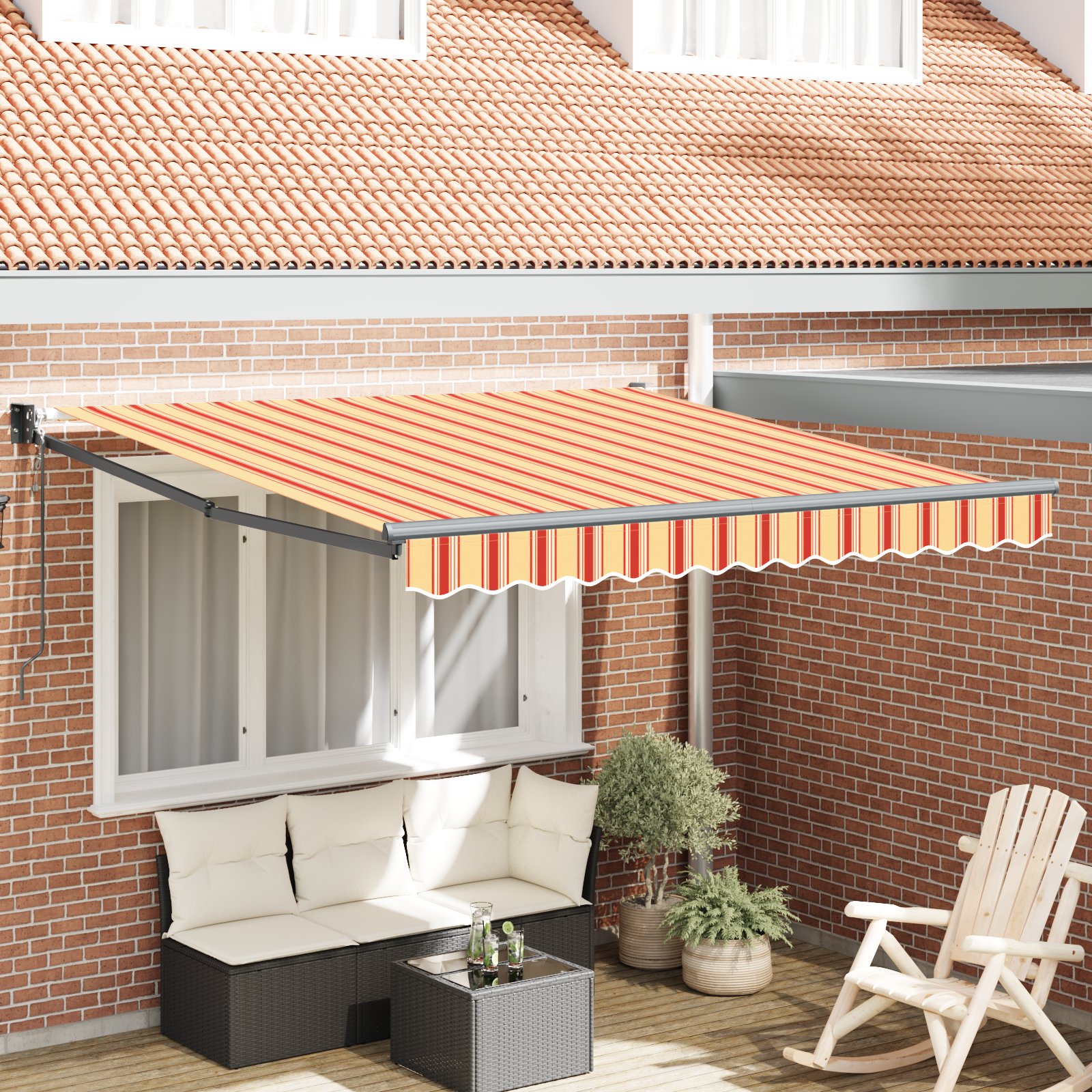 Automatisk Uttrekkbar Markise Gul og Oransje 300x250 cm
